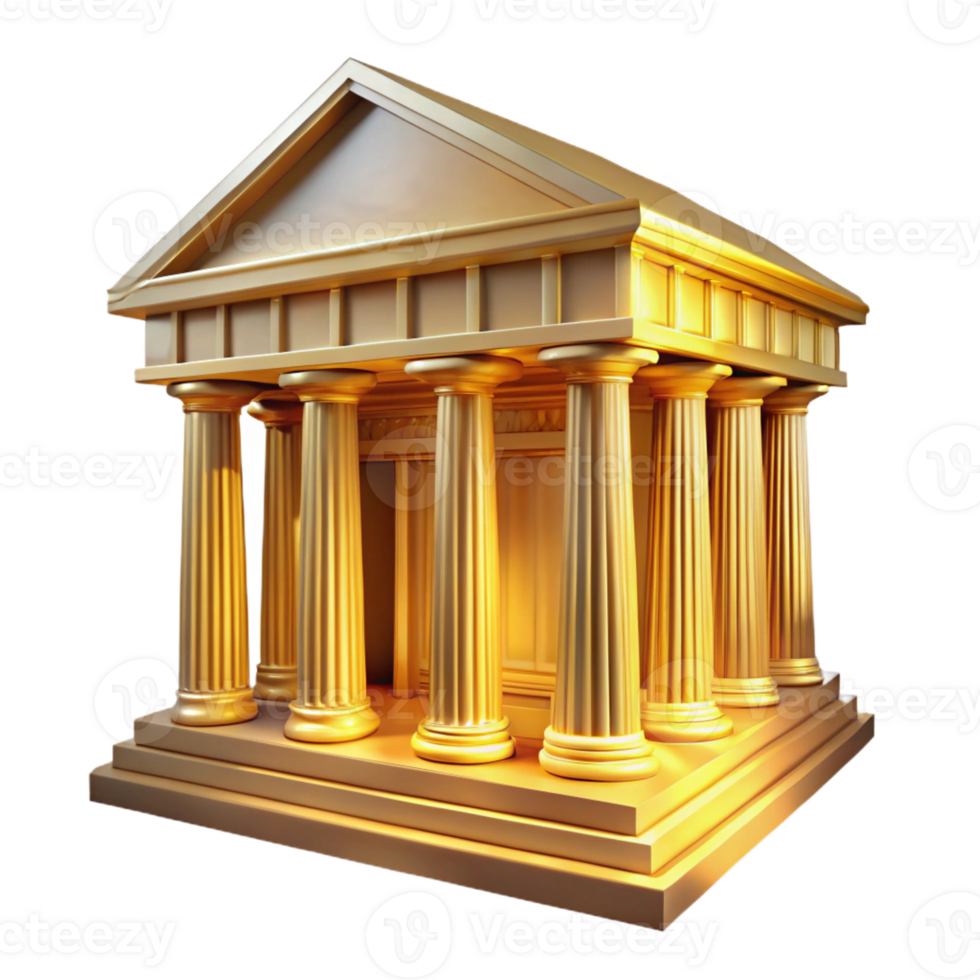 beautiful minimalist An ancient Greek temple bathed in golden sunlight, intricate marble carvings, classical style, wide angle shot high quality png