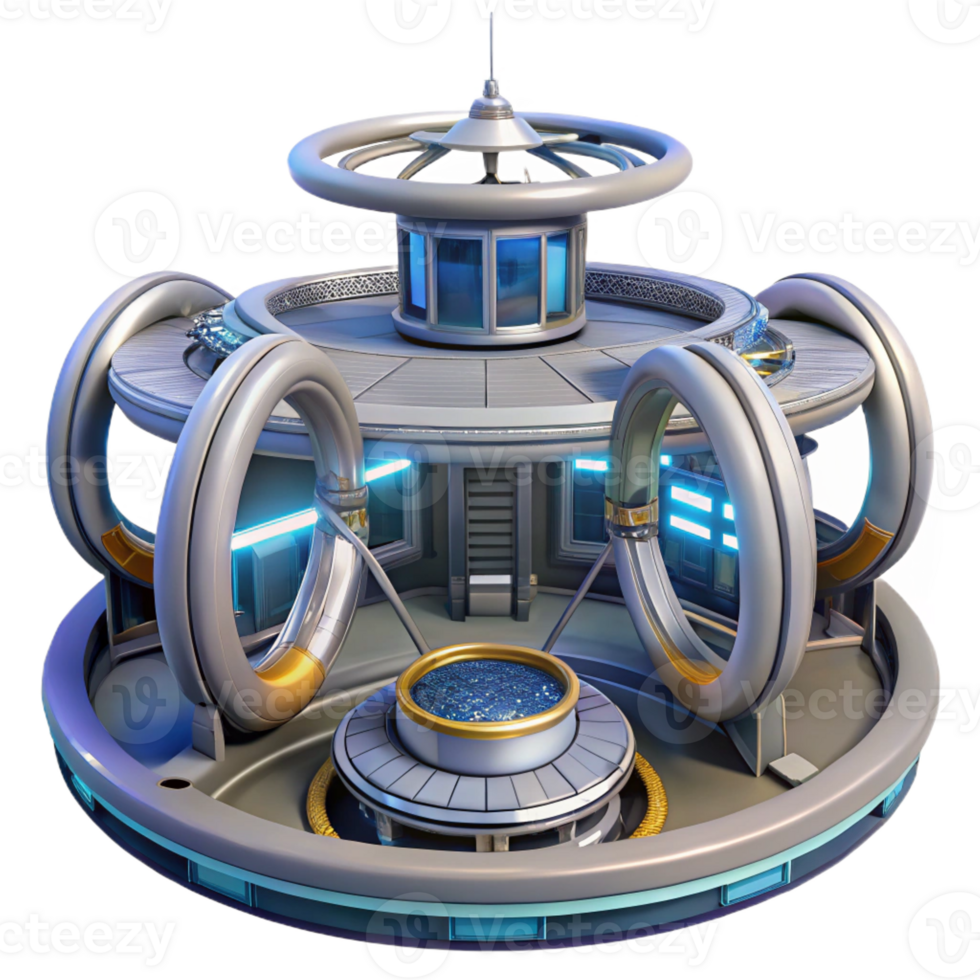 magnificent classic A futuristic space station with rotating rings and docking bays, starry background visible through large windows, science fiction style detailed png