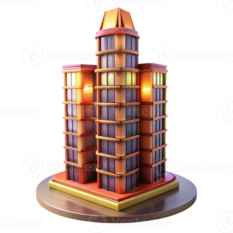 dramatic modern A towering skyscraper made entirely of books, warm library lighting, whimsical style original png