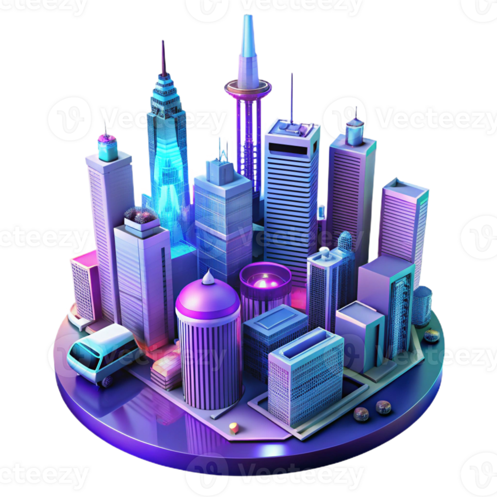 dramatic abstract A futuristic megacity with towering skyscrapers and flying vehicles, cyberpunk style, neon lighting authentic png