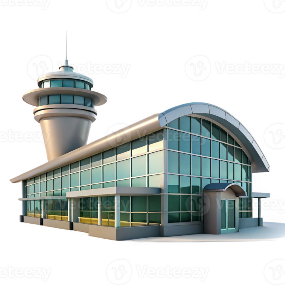 stunning minimalist A sleek, modern airport terminal with glass walls and soaring ceilings, natural light, architectural photography style 4K png