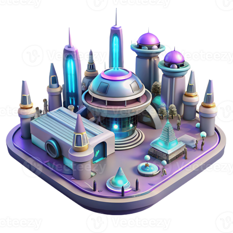 beautiful classic A futuristic spaceport with sleek spaceships and bustling crowds, science fiction style, neon lighting premium png