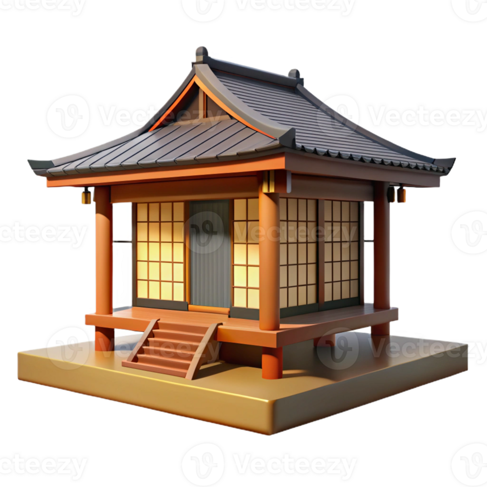beautiful artistic A traditional Japanese tea house with tatami mats and shoji screens, serene atmosphere, soft natural light high resolution png