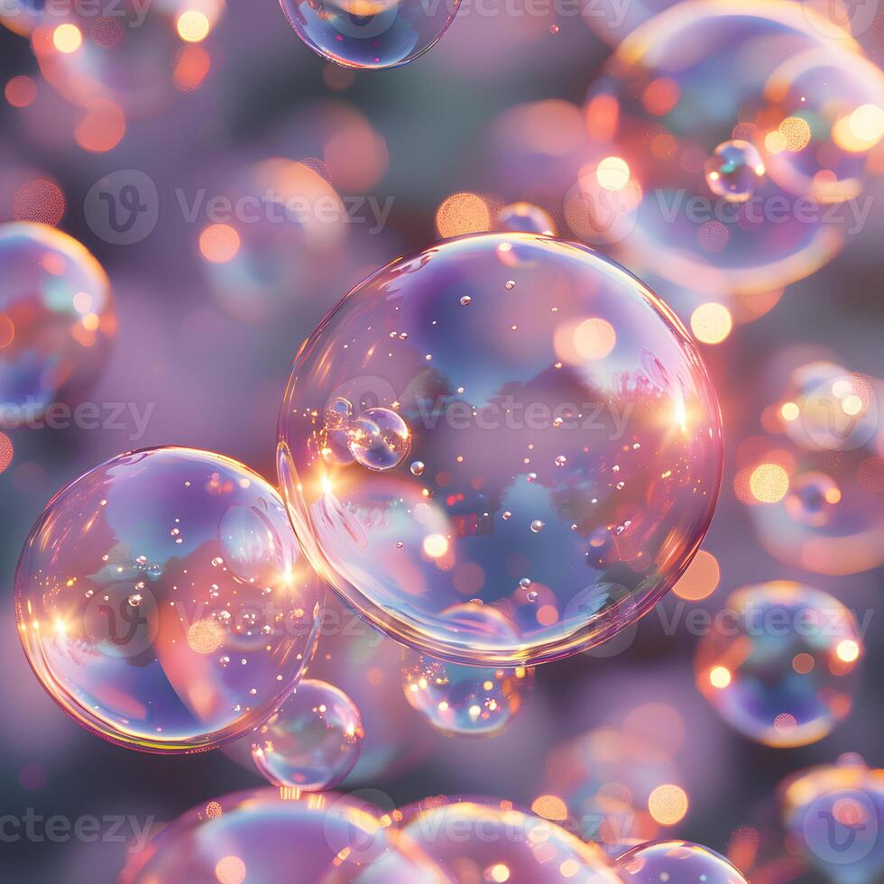 Liquid bubbles in electric blue float like ornaments in the air photo