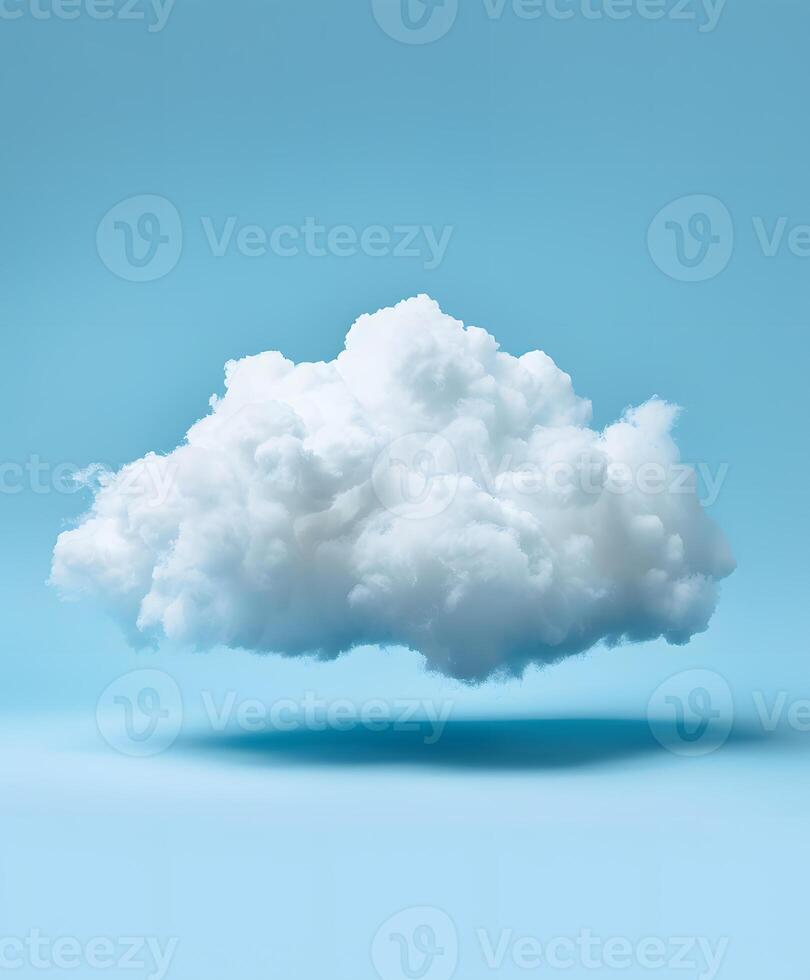 An Isolated Fluffy White Cloud Floating in a Serene Blue Sky photo