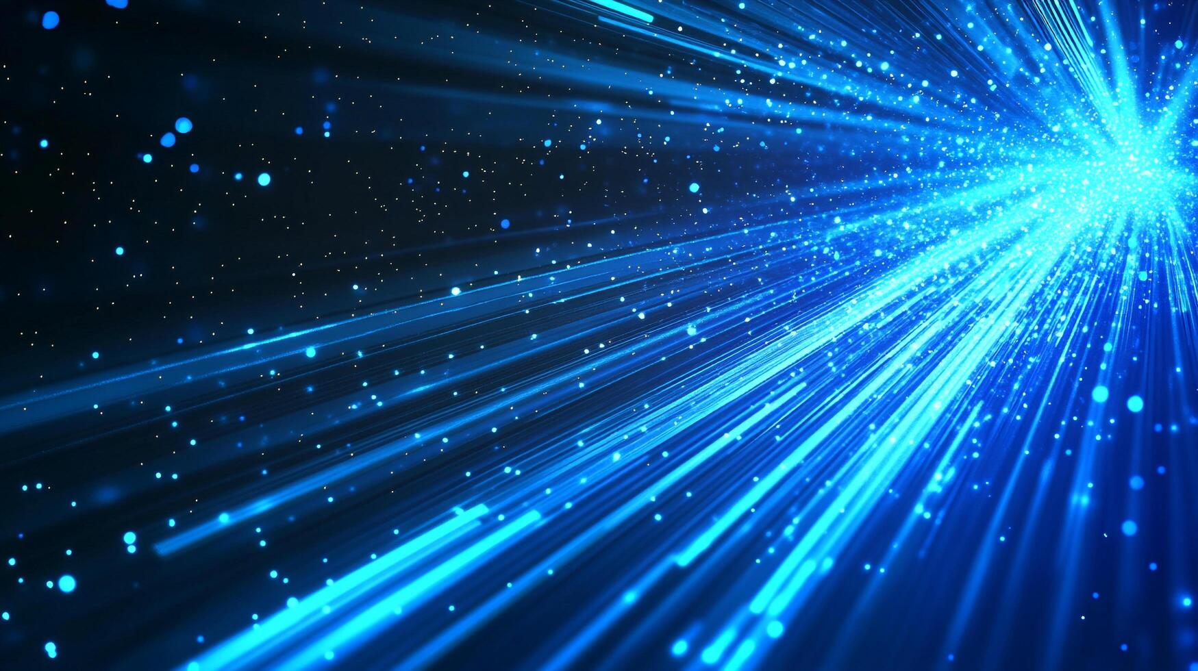 Abstract blue light streaks converging into a bright point, creating a sense of speed and technological advancement. Digital backdrop. photo