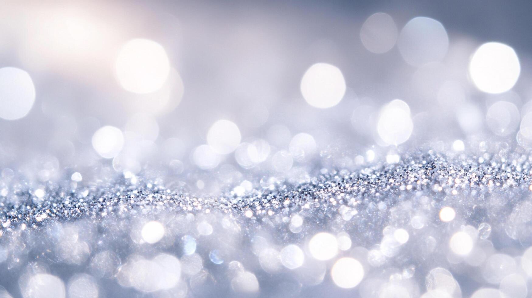 Elegant silver sparkles with bokeh lights. Festive and celebratory, evoking a sense of glamour and refinement. Winter or frost themes. photo