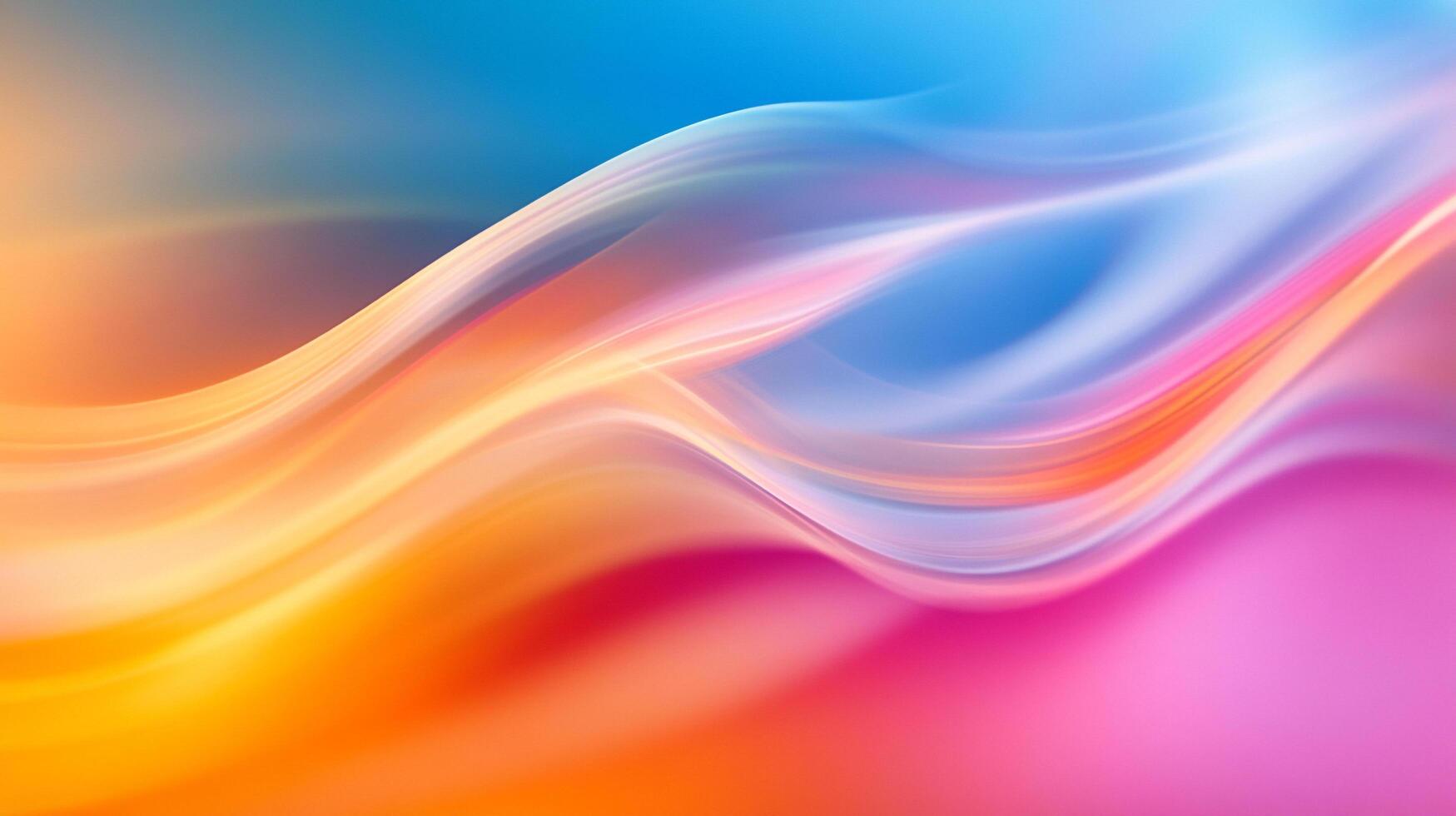 Abstract background with flowing lines and gradients of color. A blend of warm oranges, yellows, pinks, and cool blues create dynamic patterns. photo
