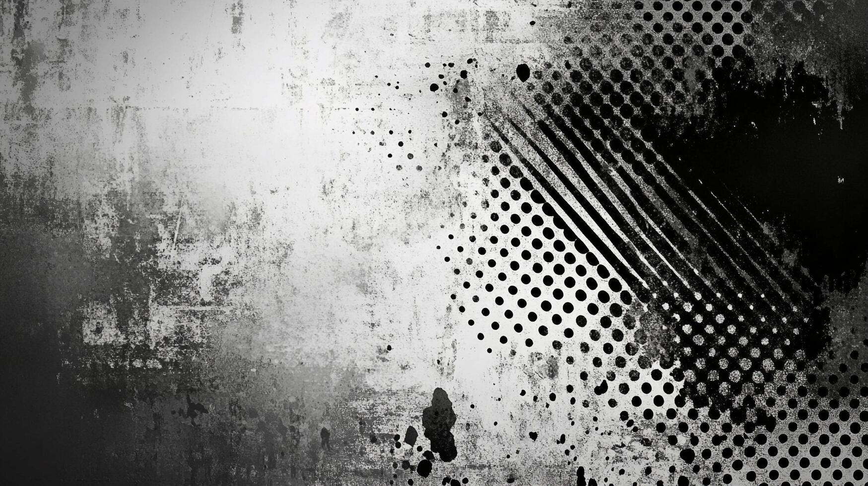 Grungy silver surface with speckled halftone pattern. Distressed texture with scattered specks and bold diagonal lines. photo