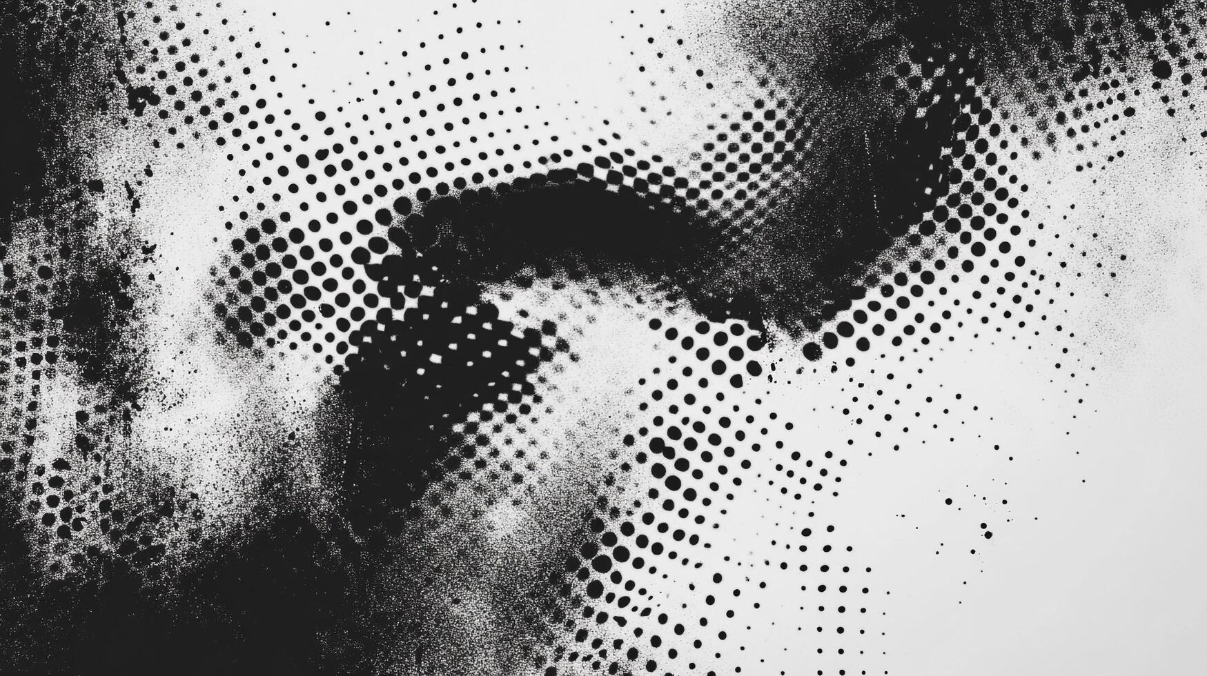 Abstract halftone pattern with swirling black dots. A unique monochrome design ideal for backgrounds, textures, or graphic elements. photo