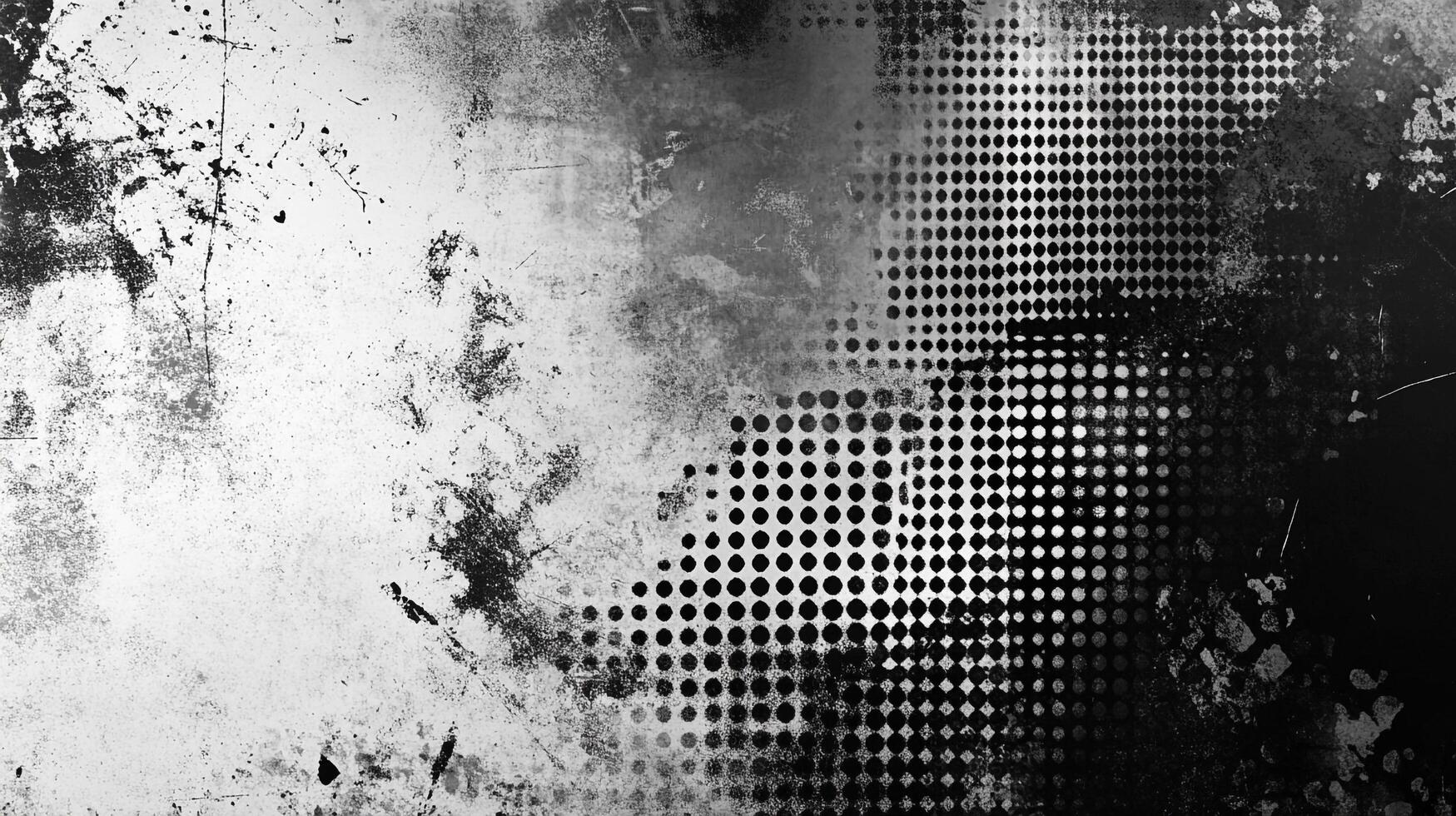 Monochrome abstract with textured patterns and halftone effects creating a visually complex and striking graphic design backdrop. photo