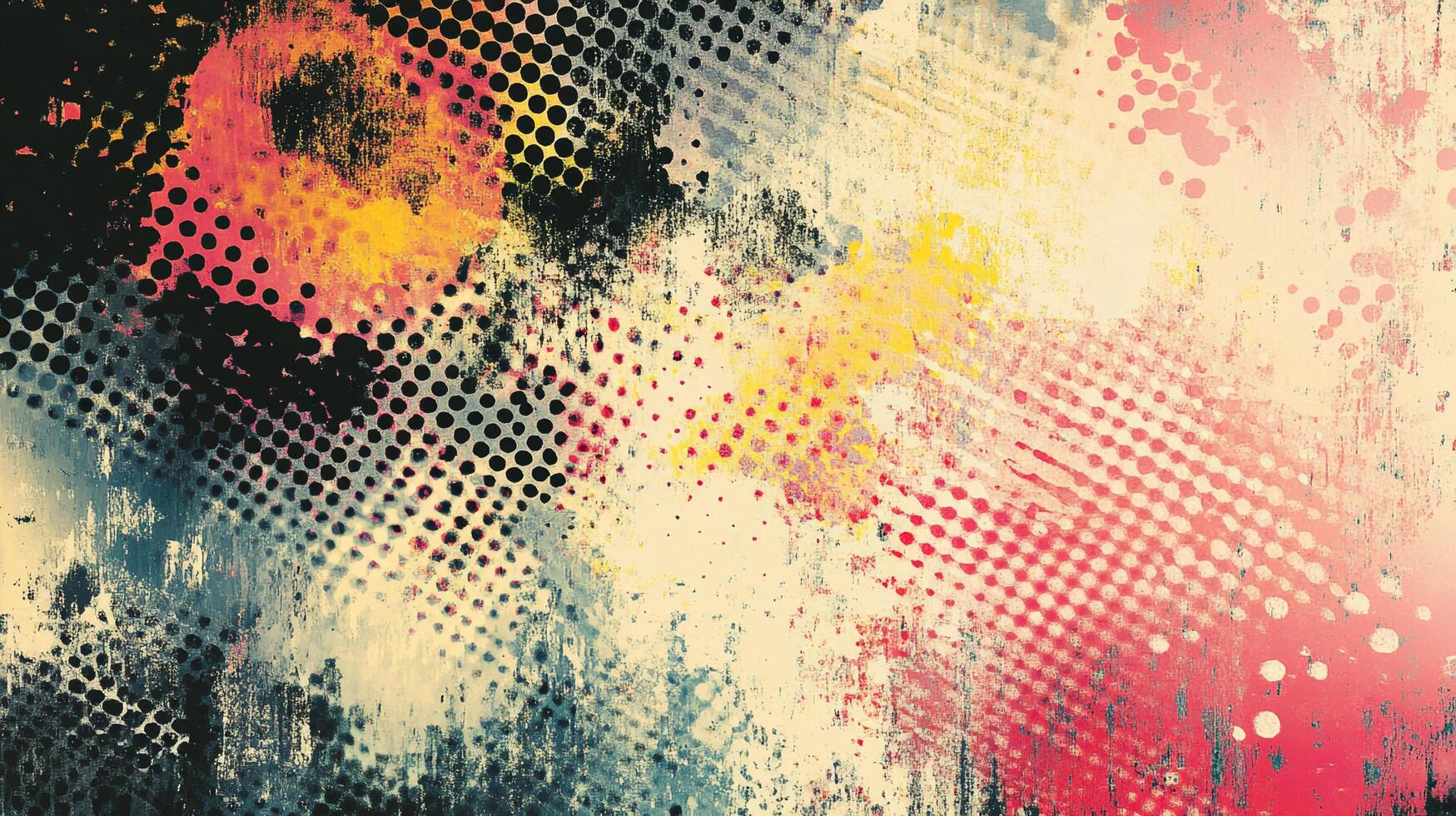 Vibrant abstract art with halftone dots and a colorful, textured surface, blending dynamic energy with a touch of vintage charm. photo