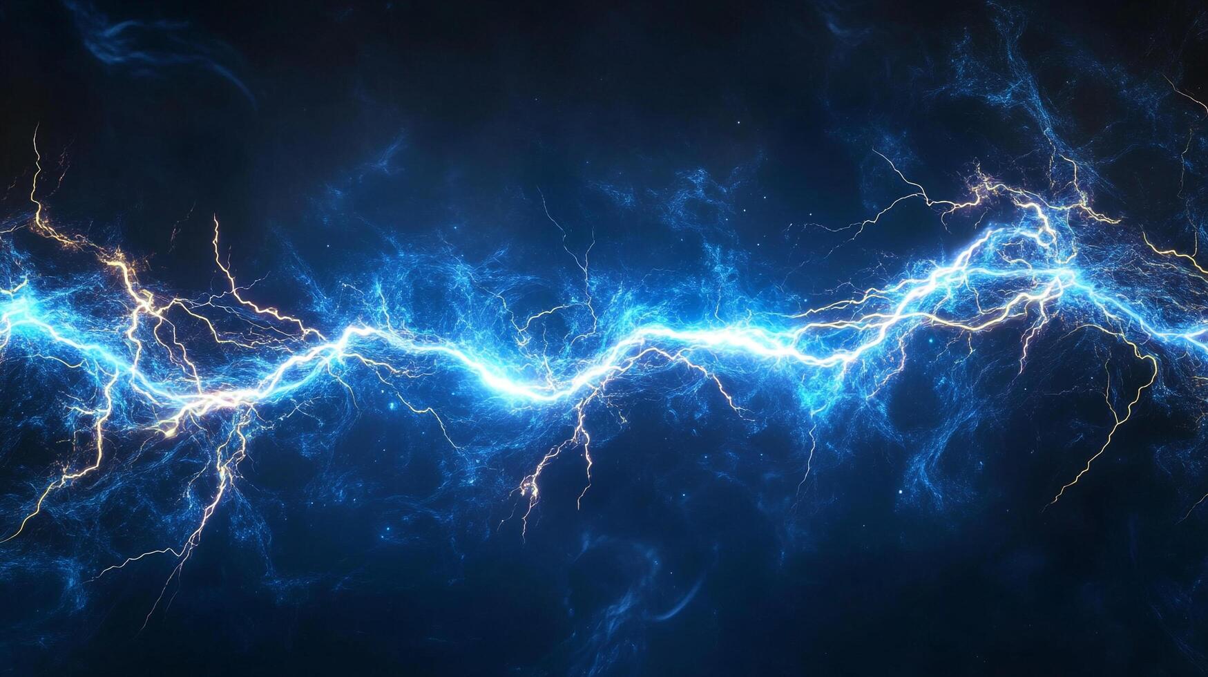 Electric blue lightning strikes across a dark background, creating a powerful display of nature's energy and intensity against the night. photo