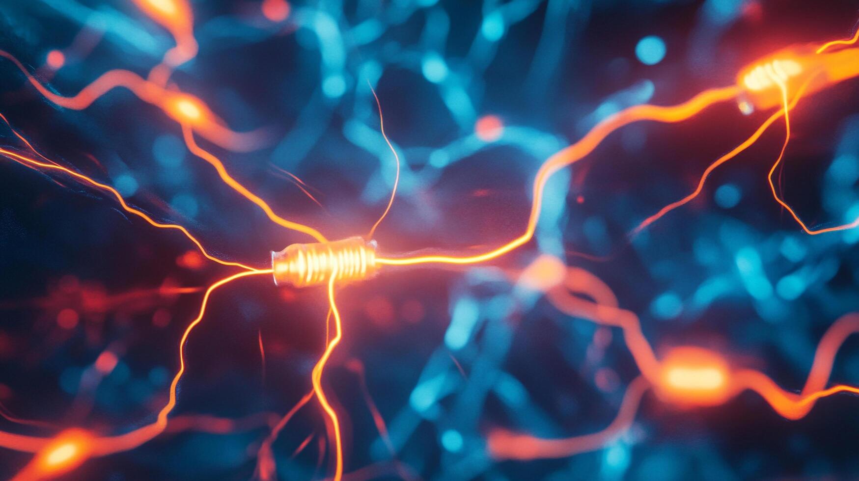 Illustration of glowing neuronal activity, showcasing intricate neural pathways and connections within a complex network. photo