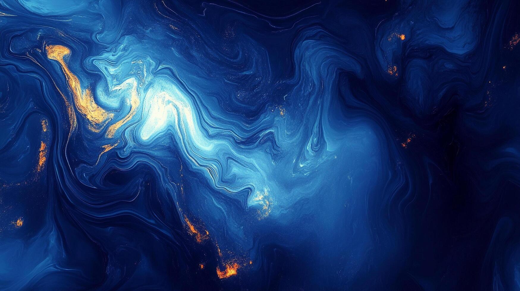An abstract design showcases swirling blues, punctuated by gold highlights, evoking depth and artistic movement across its textured surface. photo