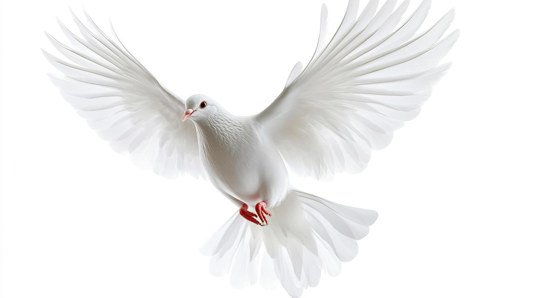 Majestic White Dove Ascends to the Sky with Graceful Wings, Symbolizing Serenity and Hope. A Timeless Emblem of Peace. Pure Flight. photo