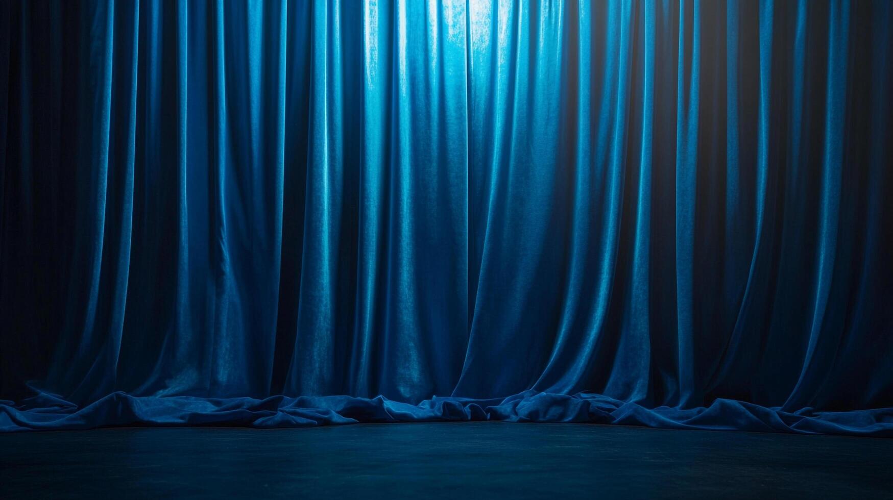 A dramatic, captivating background featuring luxurious, flowing blue curtains, evoking theatrical performance or sophisticated elegance. photo