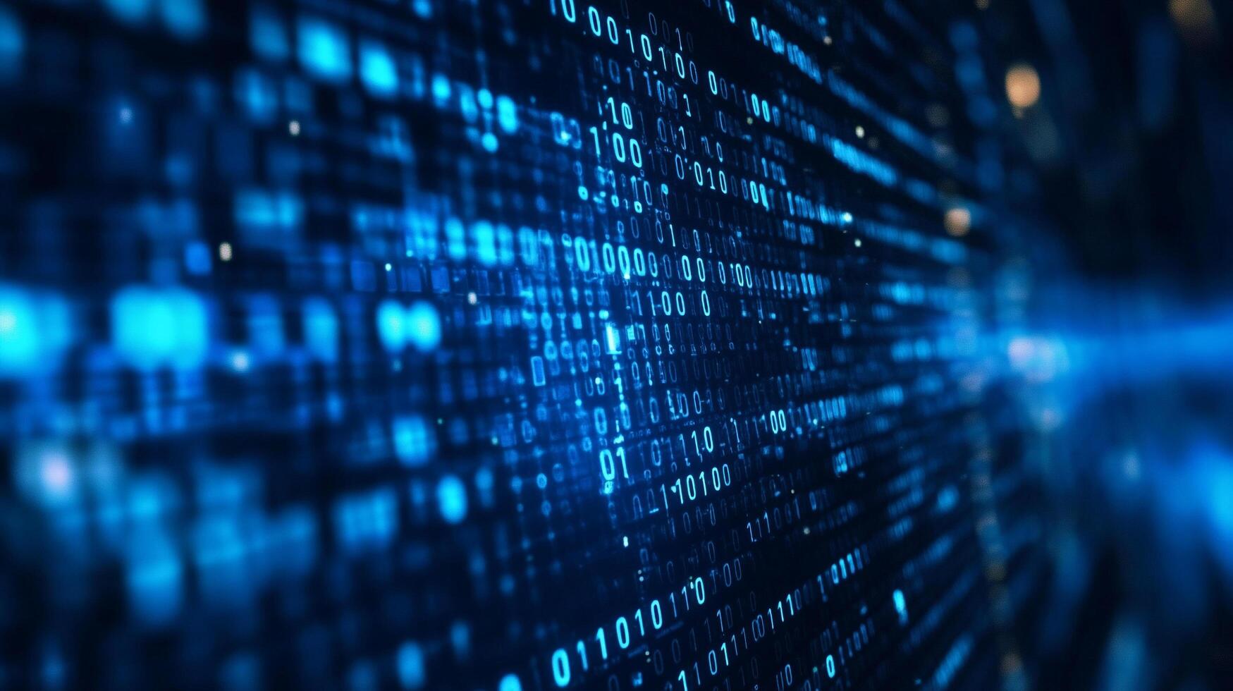 Abstract representation of complex binary code and glowing lights evokes a sense of futuristic technology and digital innovation. photo