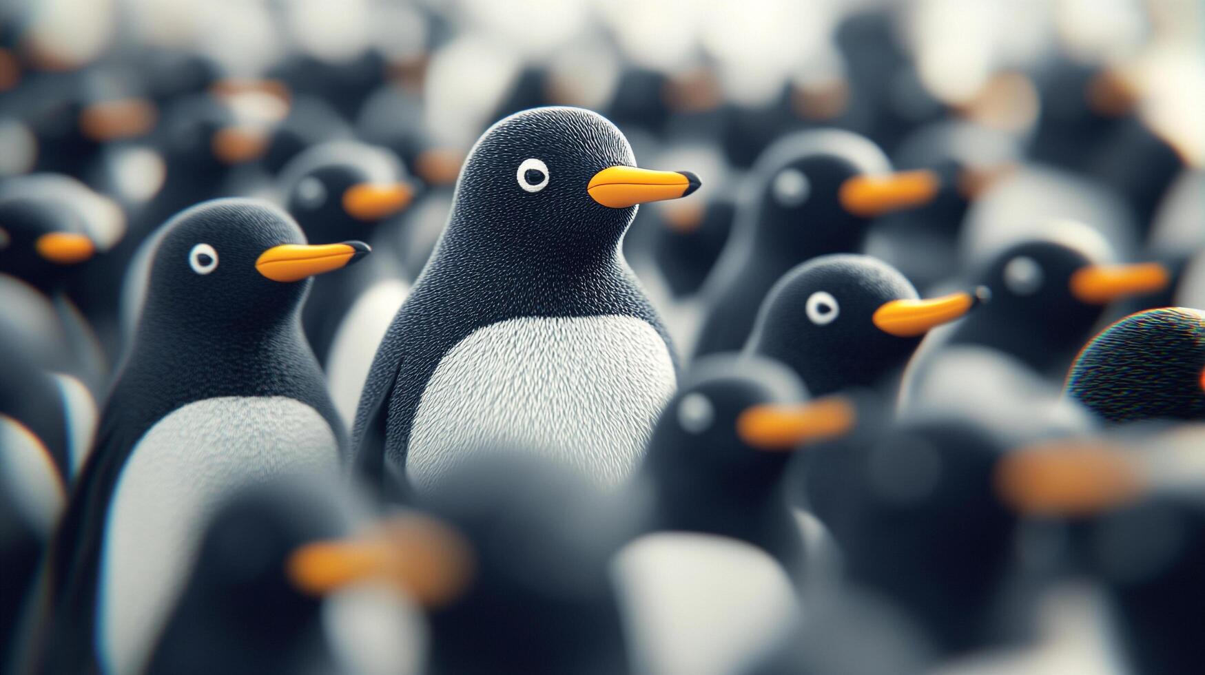 A charming group of toy penguins gathered together, creating a playful and engaging scene of unity and togetherness among the avian figures. photo
