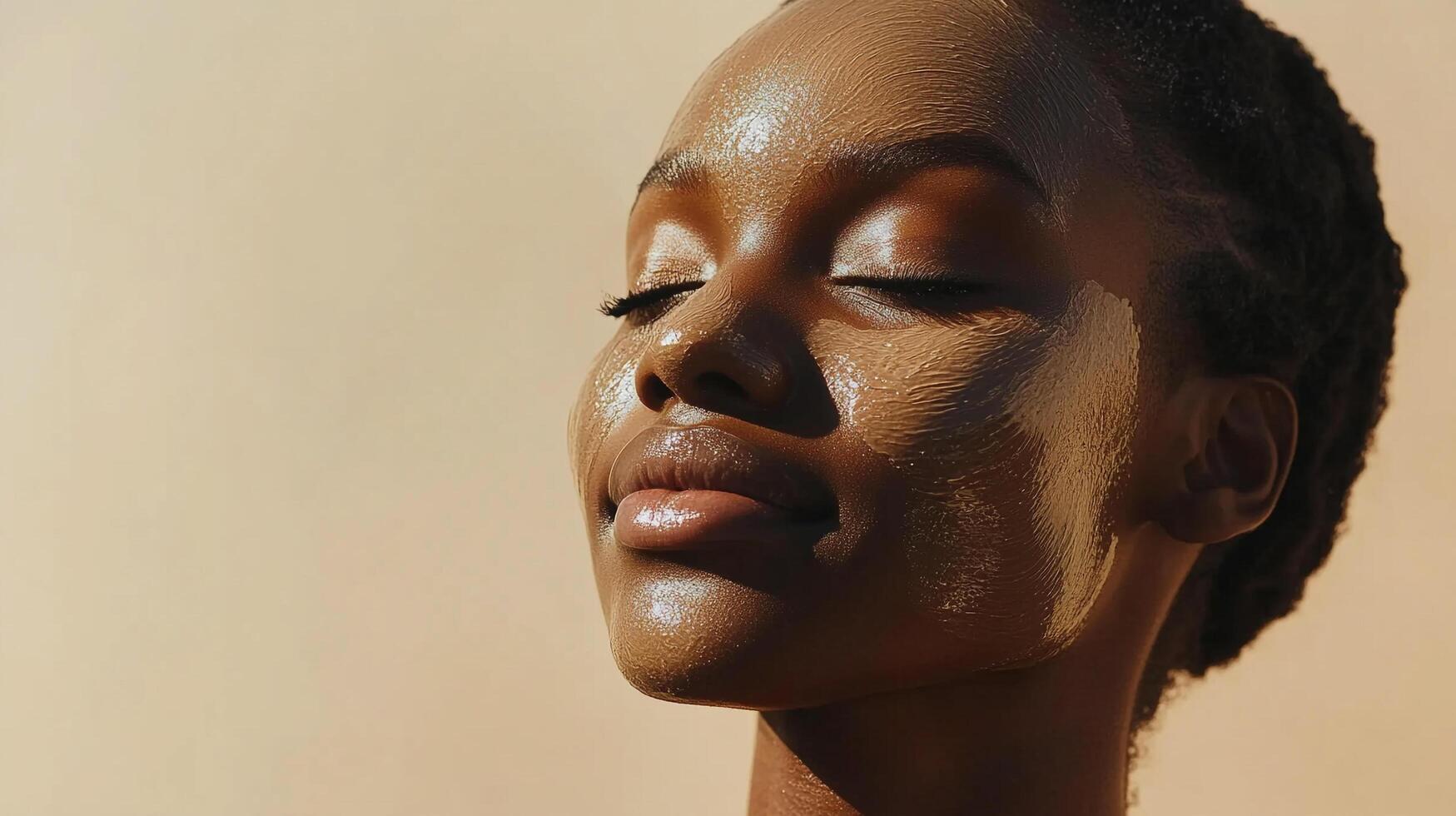 Serene skincare. Woman with face mask enjoys a moment of relaxation, embracing self-care and a radiant complexion. Calm rejuvenation. photo