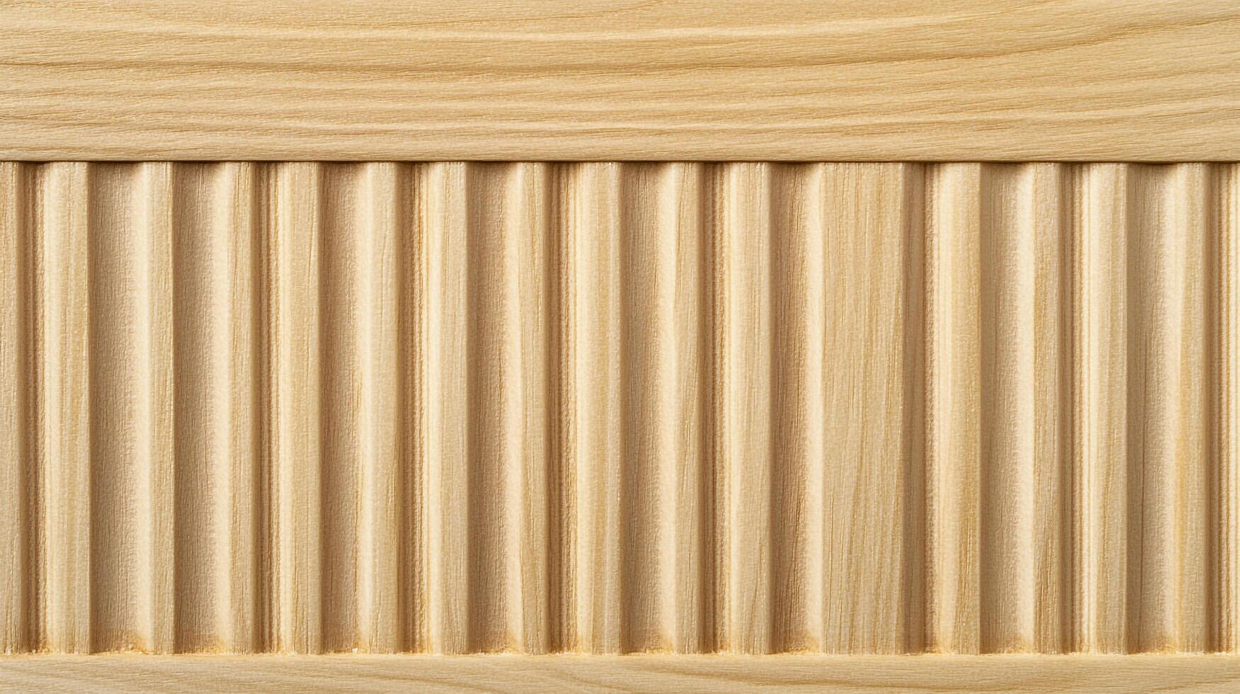 Light colored wood with a repeating textured pattern, showing many evenly spaced vertical grooves between flat, raised ridges. photo