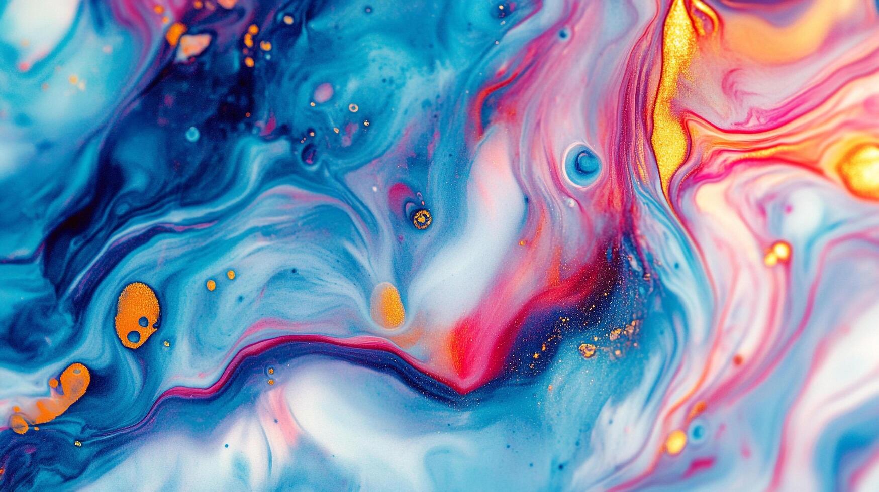 Abstract swirls of blue, pink, and gold create a fluid and dynamic composition, evoking feelings of depth and movement. photo