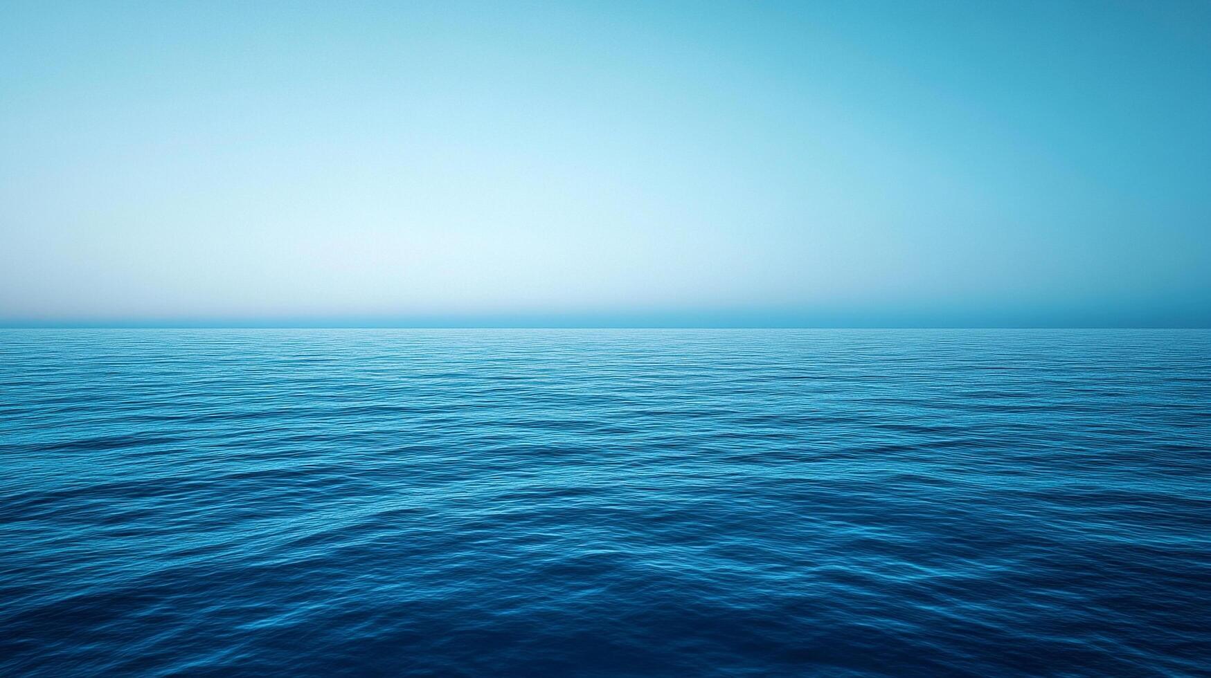 Tranquil expanse of the ocean meets the horizon, where the sky fades into serene blue tones. A calming vista of water and sky. photo