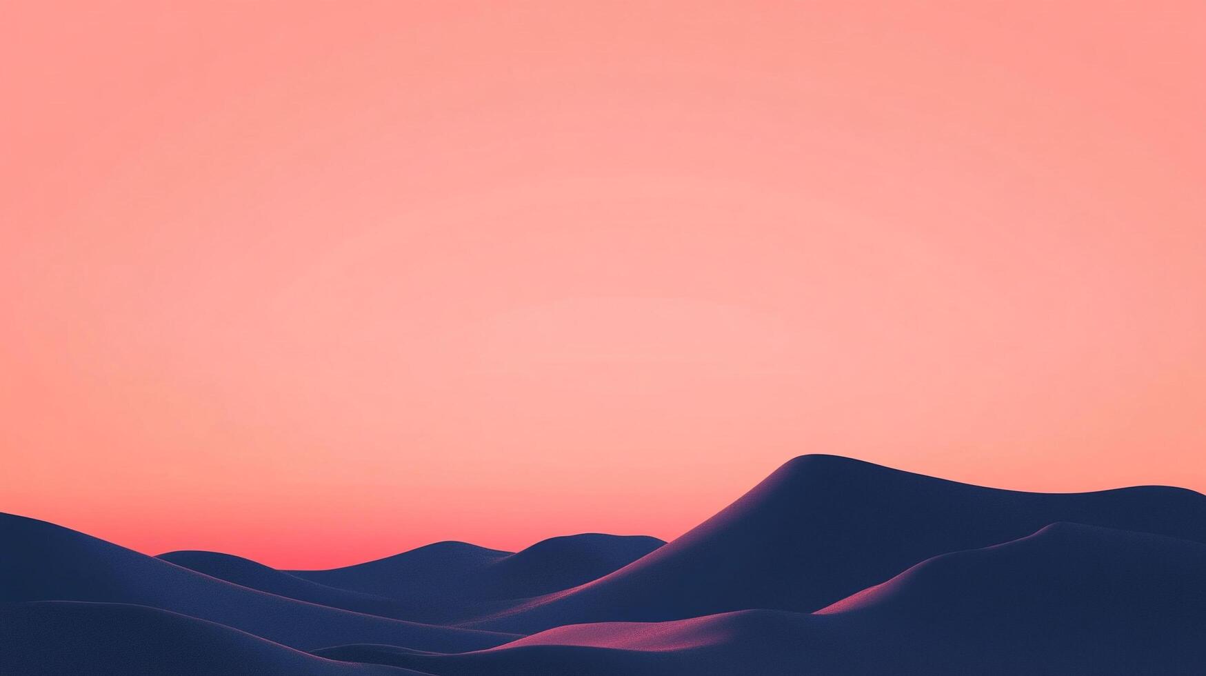 Minimalist landscape with rolling hills under a soft pink sky, creating a serene and dreamlike atmosphere, evoking peace and calm. photo