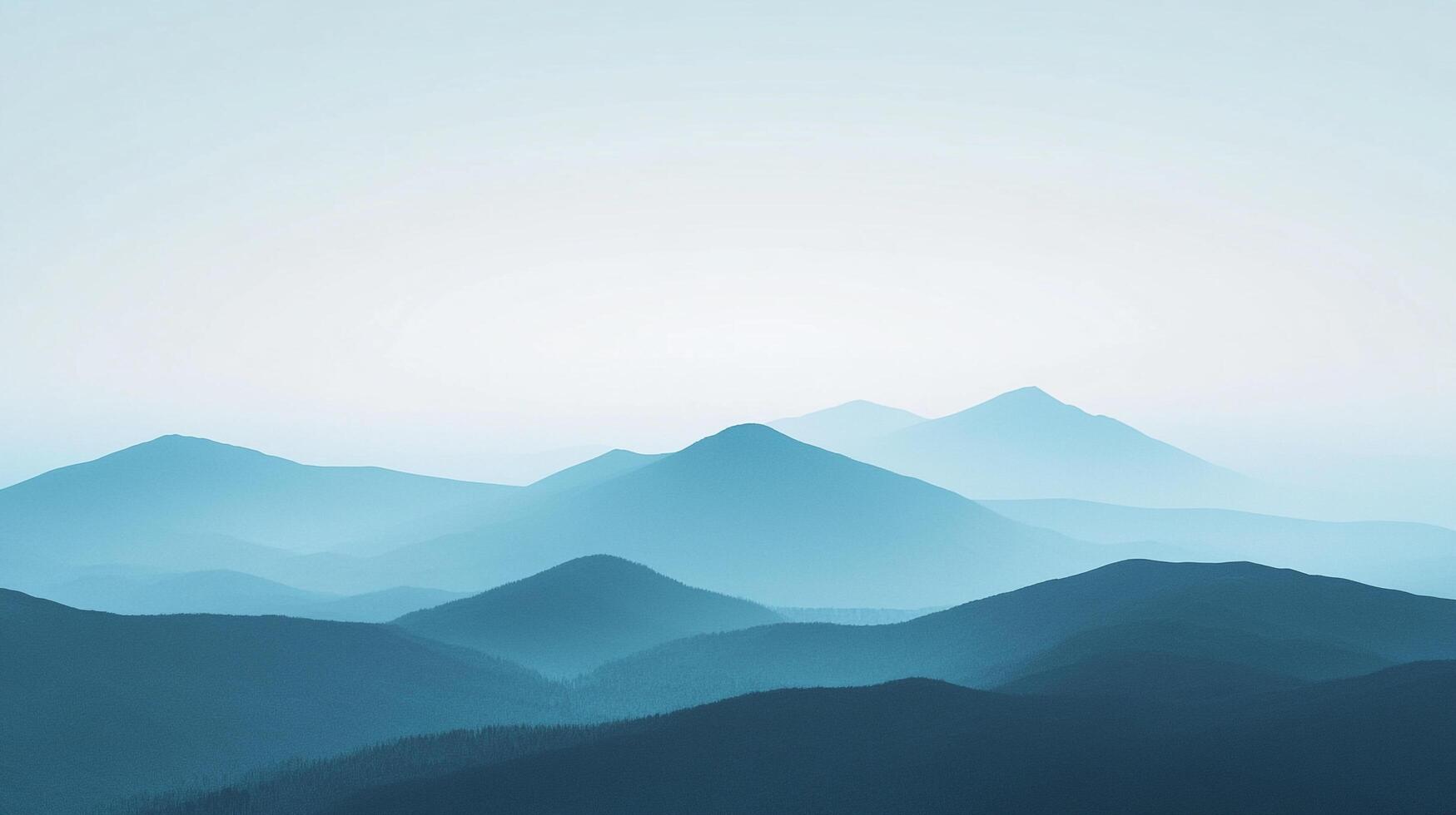 A serene panorama of softly rolling mountains cast in shades of blue. A tranquil vista of nature's majesty, shrouded in mist. photo