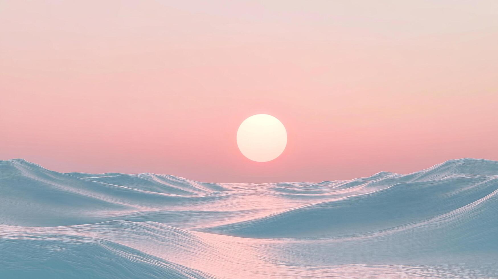 Ocean waves under a soft pink sunset sky, creating a serene and dreamy seascape with gentle light reflecting on the water's surface. photo
