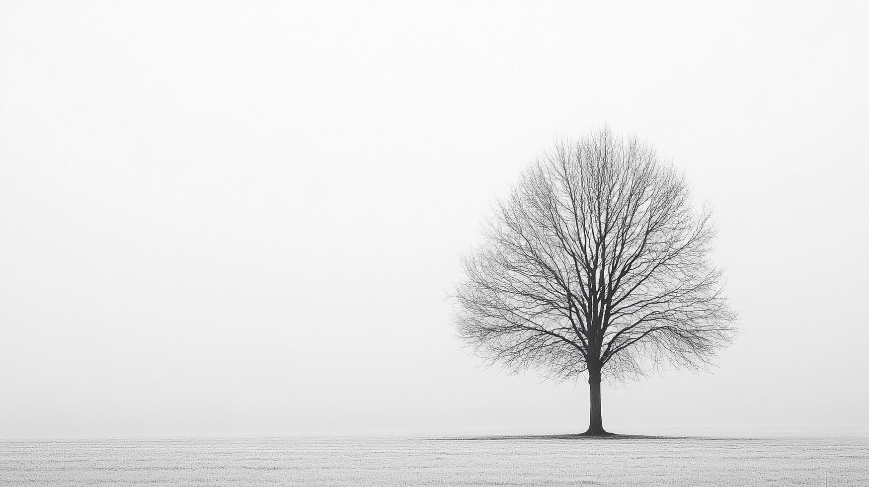 Solitary tree silhouette against a misty, ethereal backdrop, its branches bare and reaching into the soft, diffused light. photo
