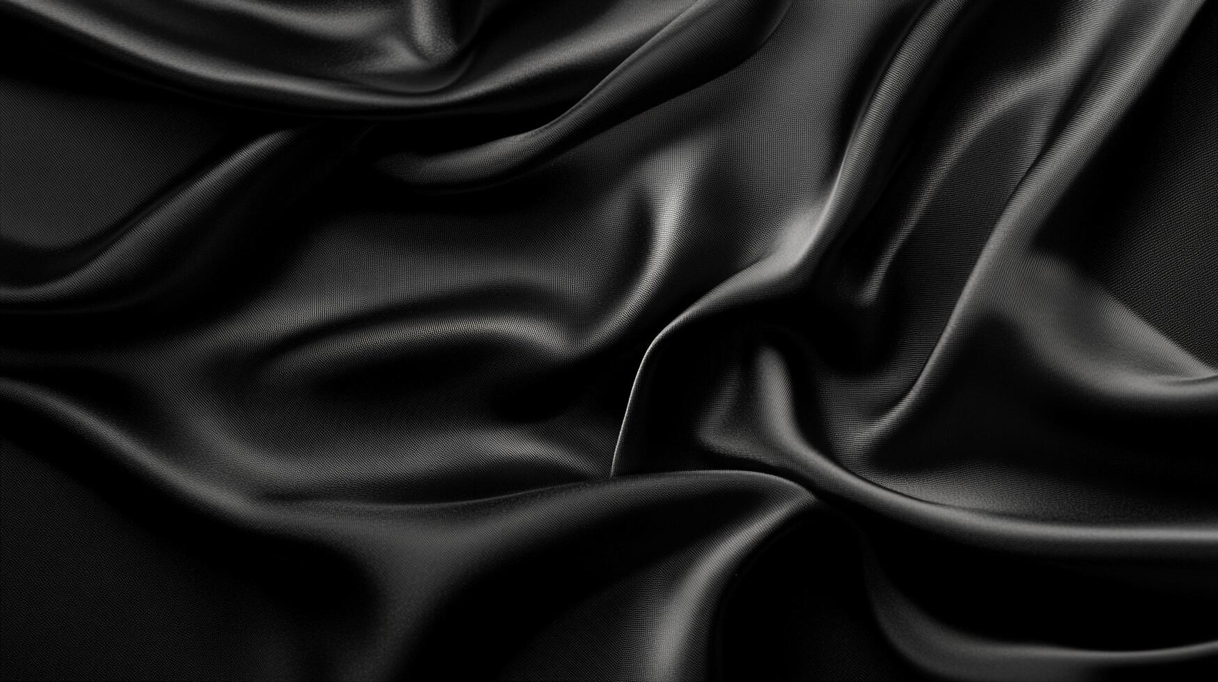 Elegant black silk fabric with smooth, flowing folds and subtle light. A study in texture, depth, and luxurious monochrome. photo