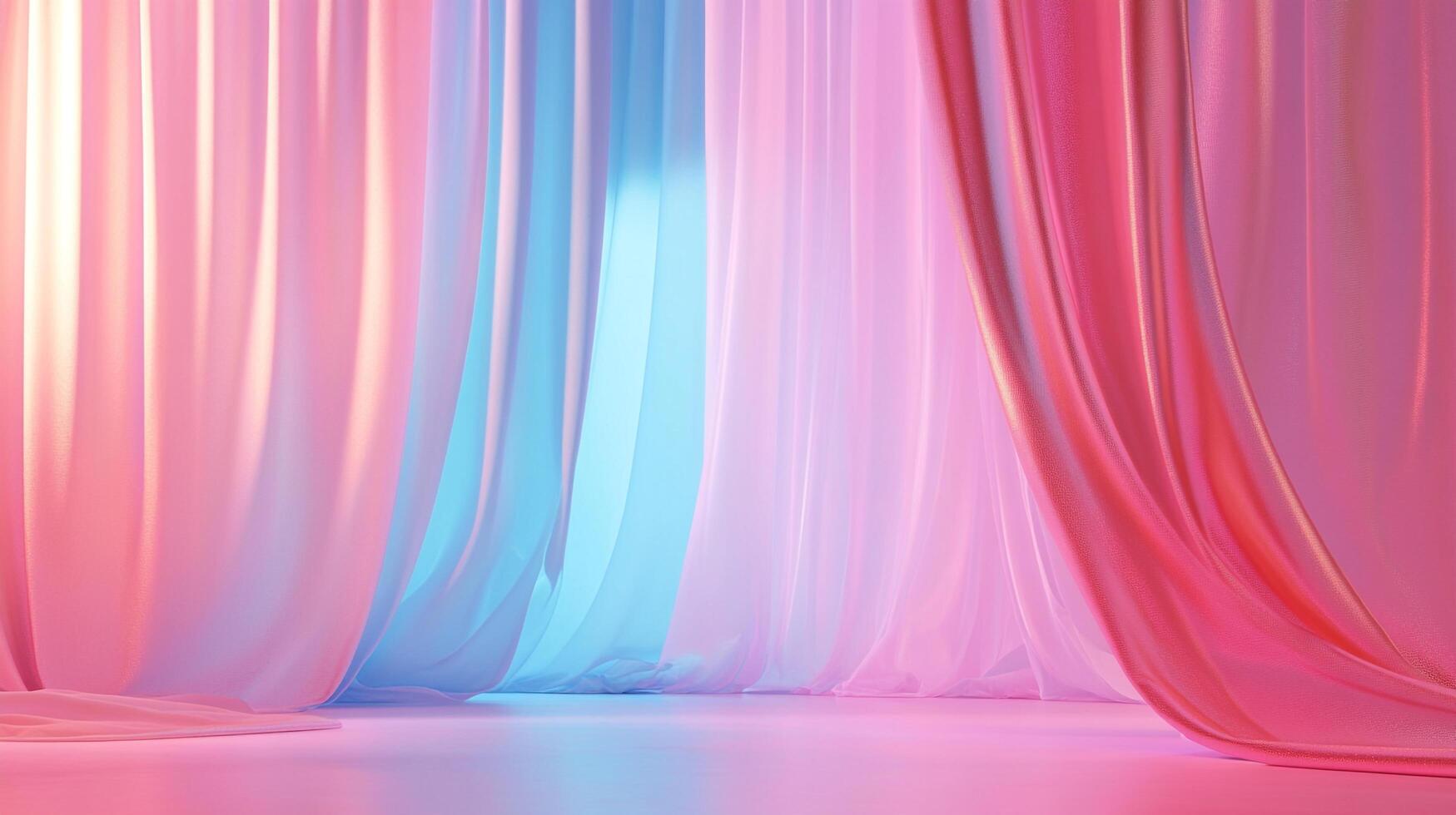 Elegant backdrop of soft flowing fabrics in pastel shades of pink and blue, creating a dreamy and ethereal atmosphere. Perfect for soft light. photo