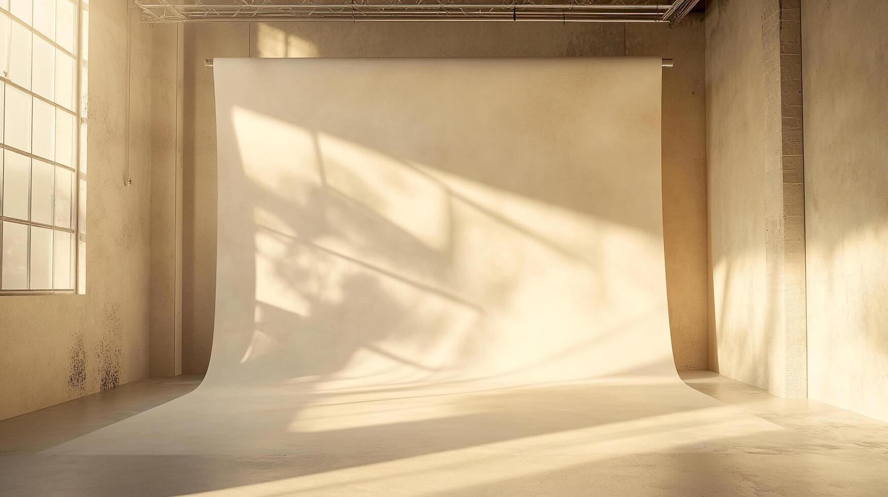 Sunlit studio with a clean backdrop, casting soft shadows and creating a bright, welcoming space for creative work and projects. photo