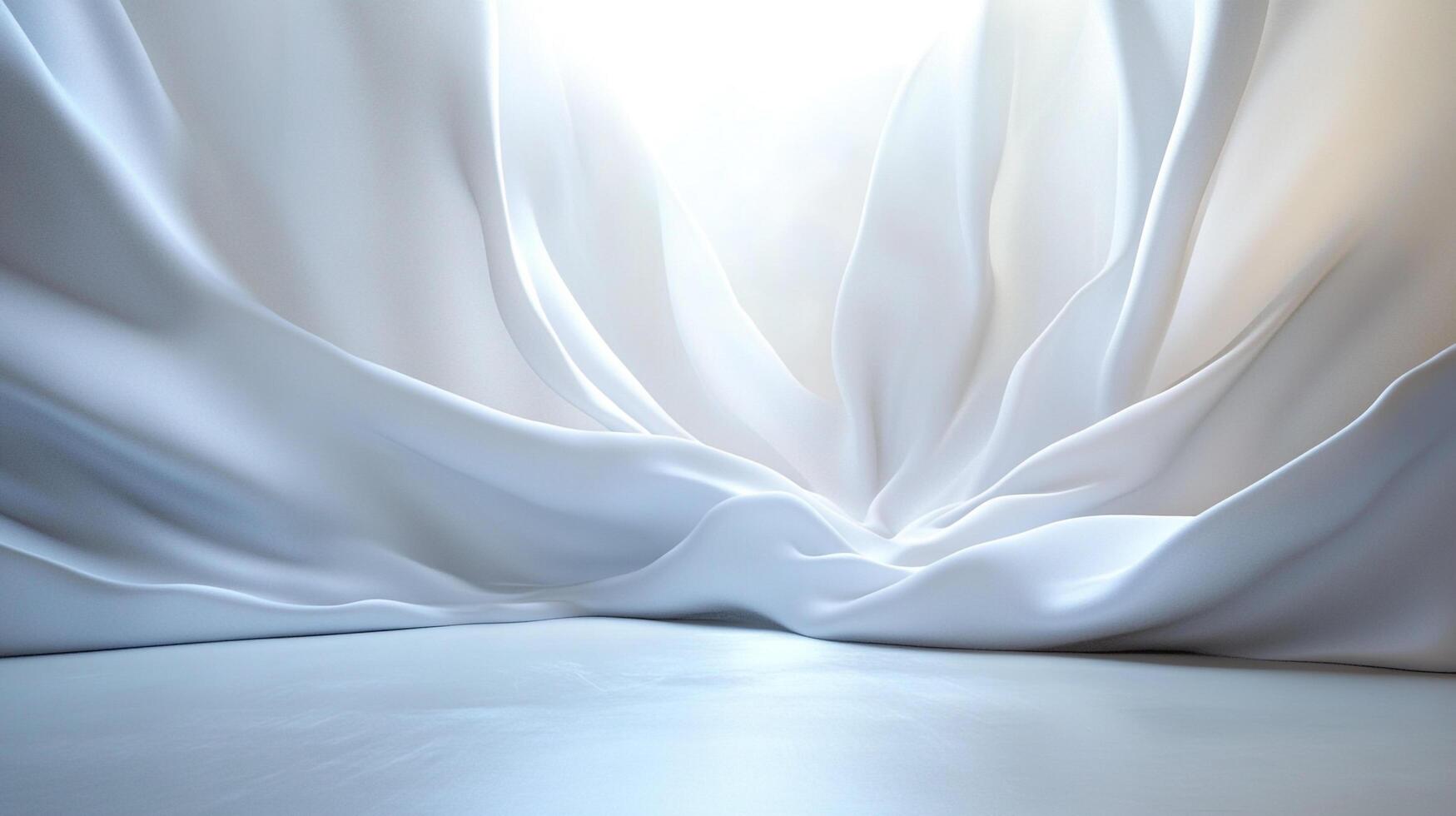 Elegant white fabric backdrop with flowing, smooth texture and subtle light play, creating a sense of purity and sophistication. photo