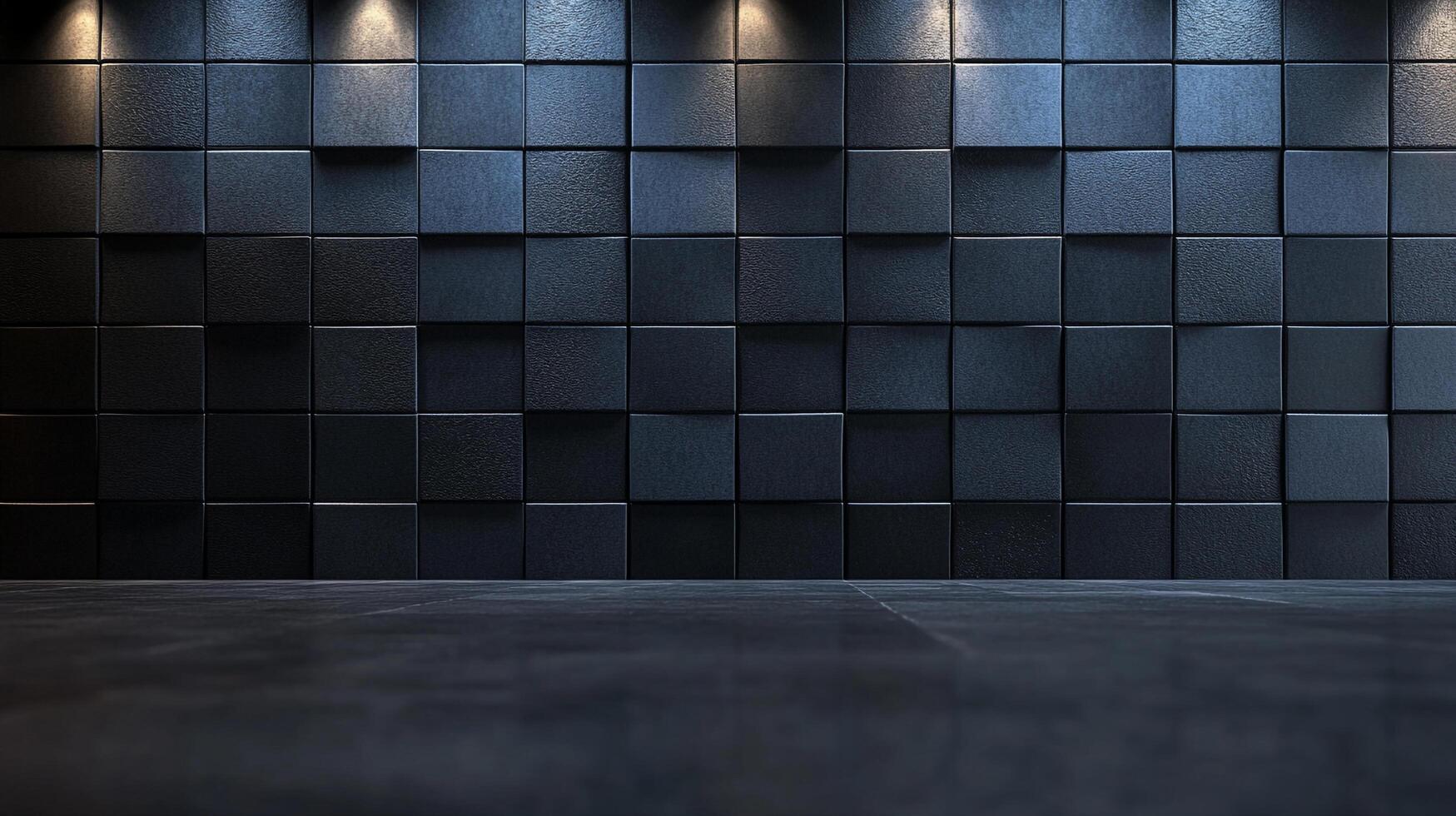 Abstract background featuring a grid-like pattern of dark, textured squares illuminated by soft, warm light, creating an elegant atmosphere. photo