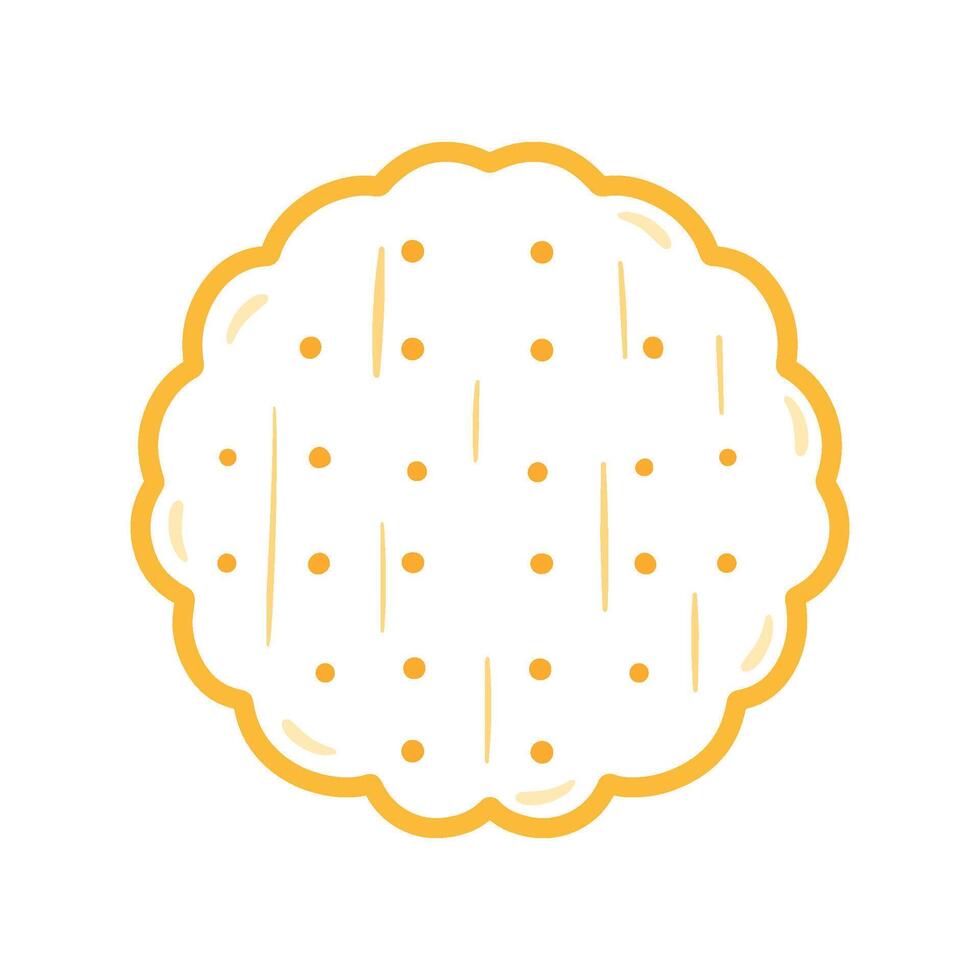 Round Cracker Biscuit Snack Food in Line Art Drawing Cute Cartoon Illustration vector