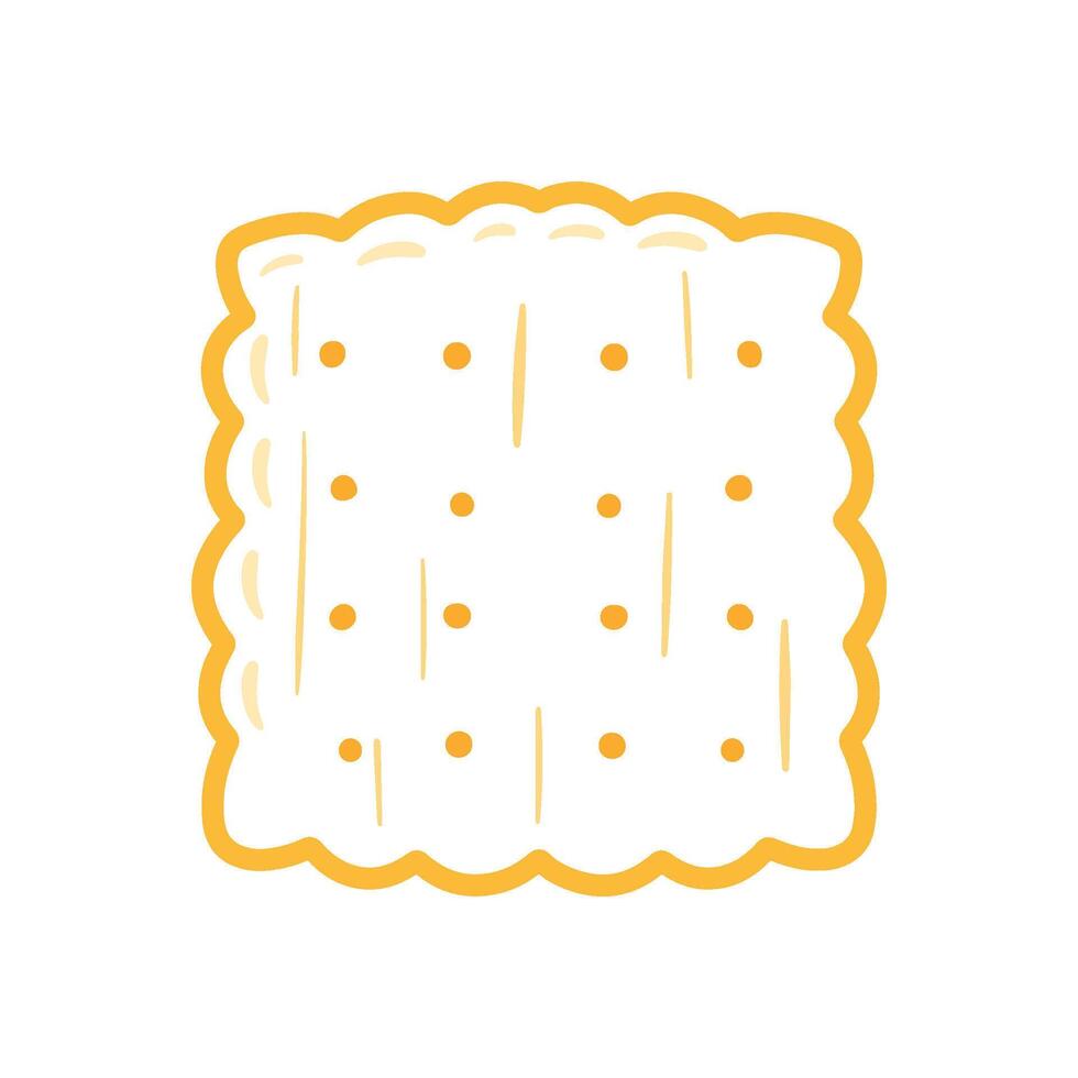 Square Cracker Biscuit Snack Food in Line Art Drawing Cute Cartoon Illustration vector