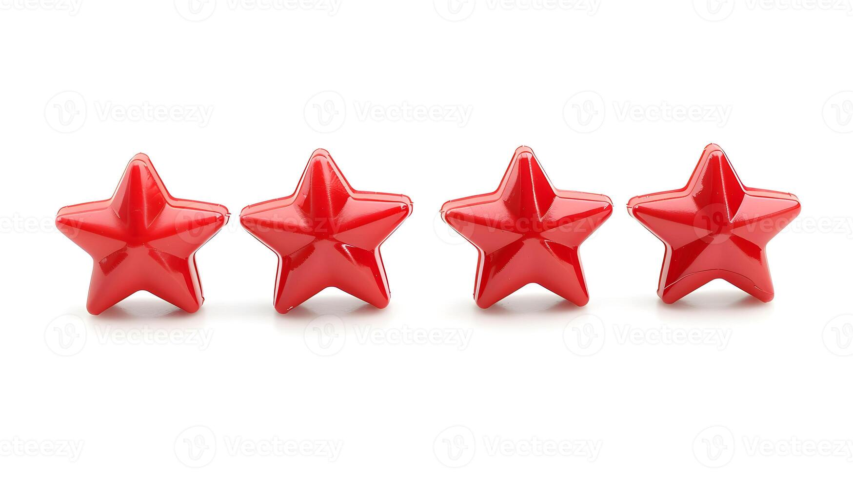 Four Red Stars Isolated on White Background Stock Photo