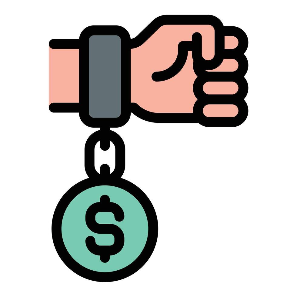 Debt icon in flat line style representing financial obligations loans and outstanding payments ideal for banking and economic concepts. vector