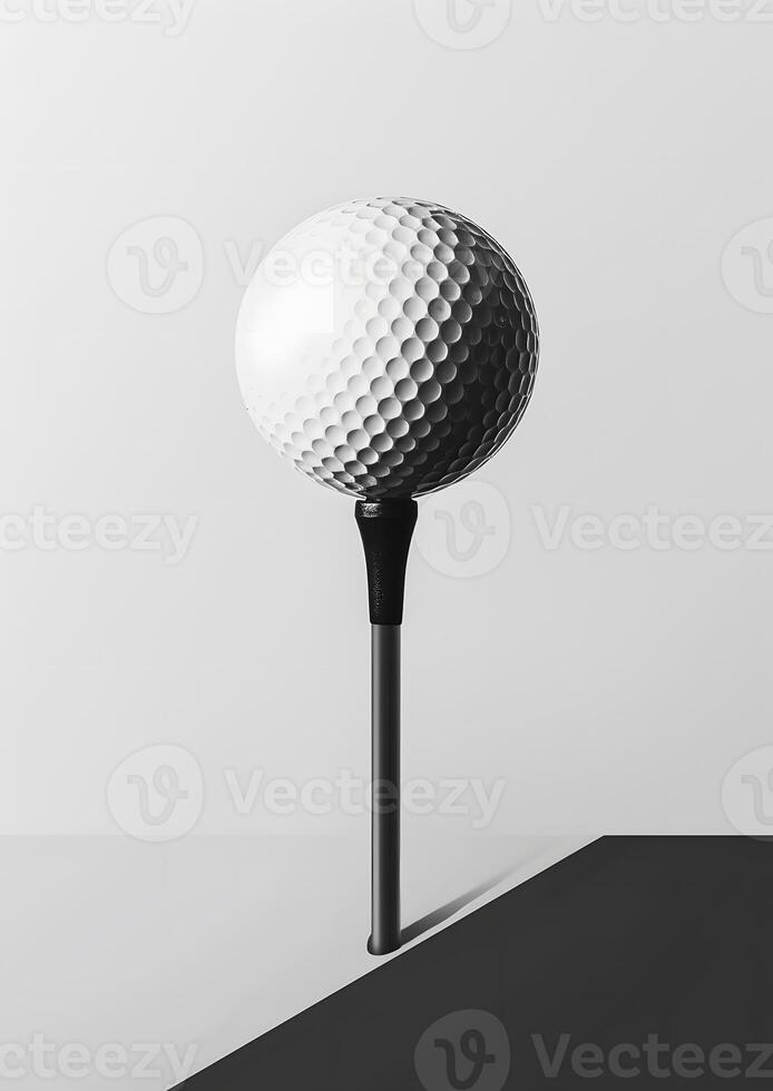 A golf ball on a tee represents accuracy and sophistication photo