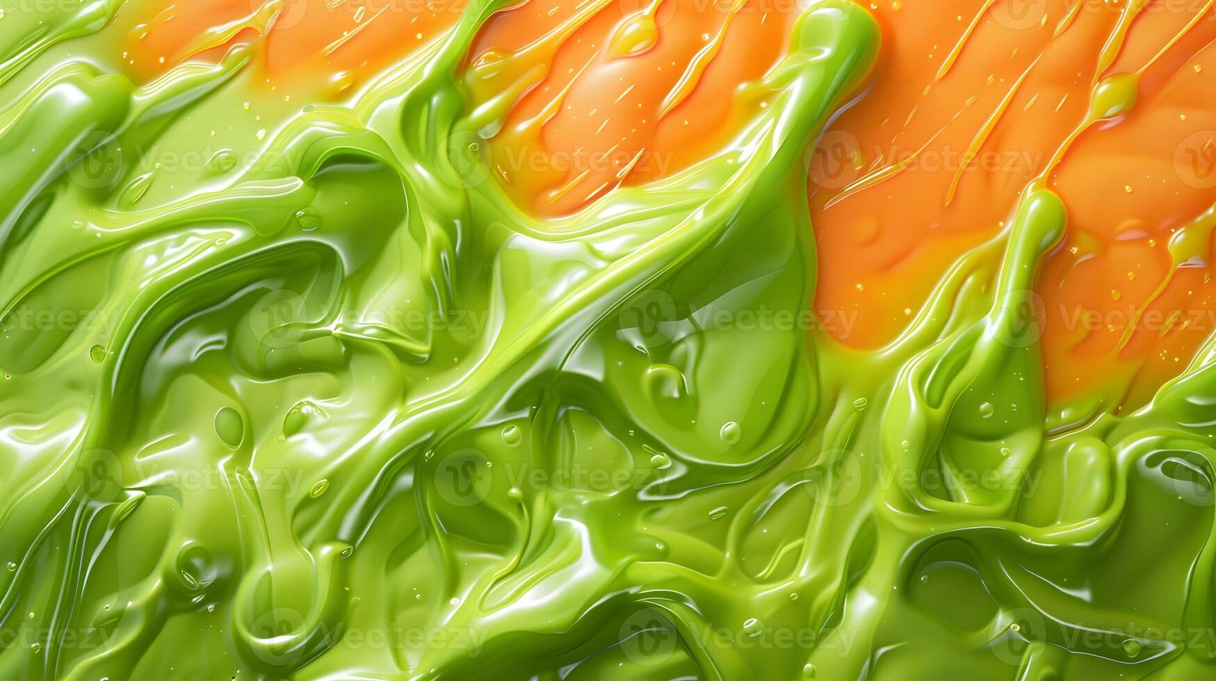 Abstract Green and Orange Color Mixing in Art Design photo