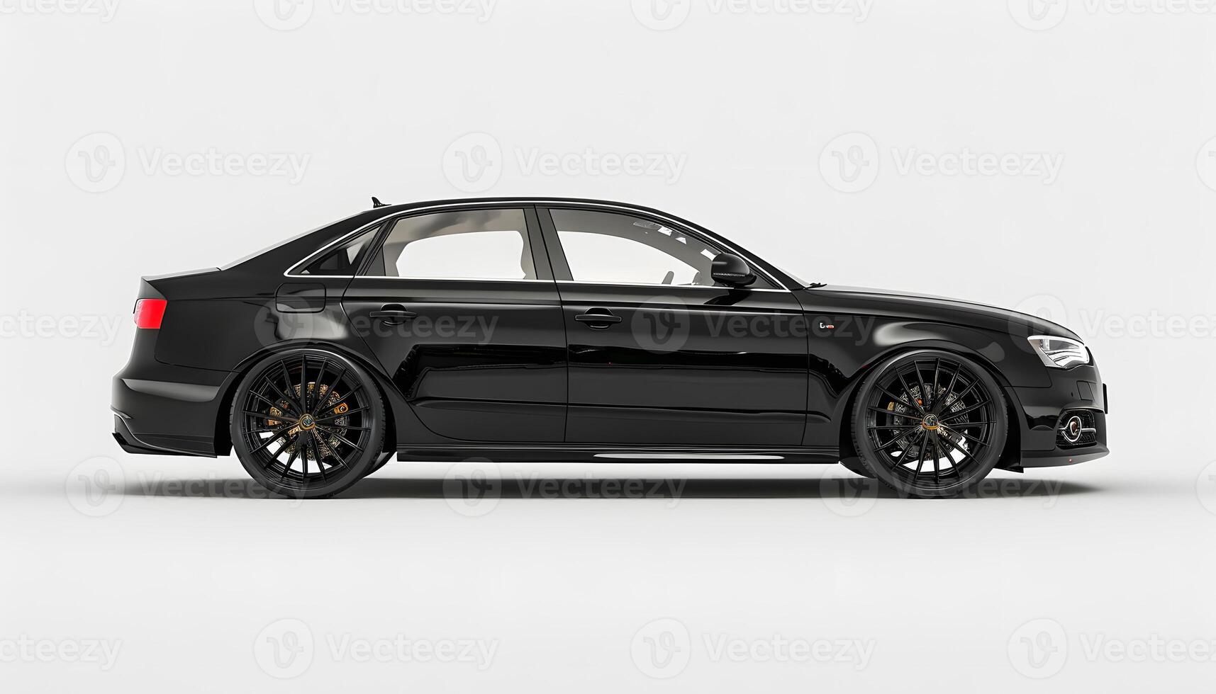 Sleek Black Sedan Side View Perfect for Urban and Highway Drives photo