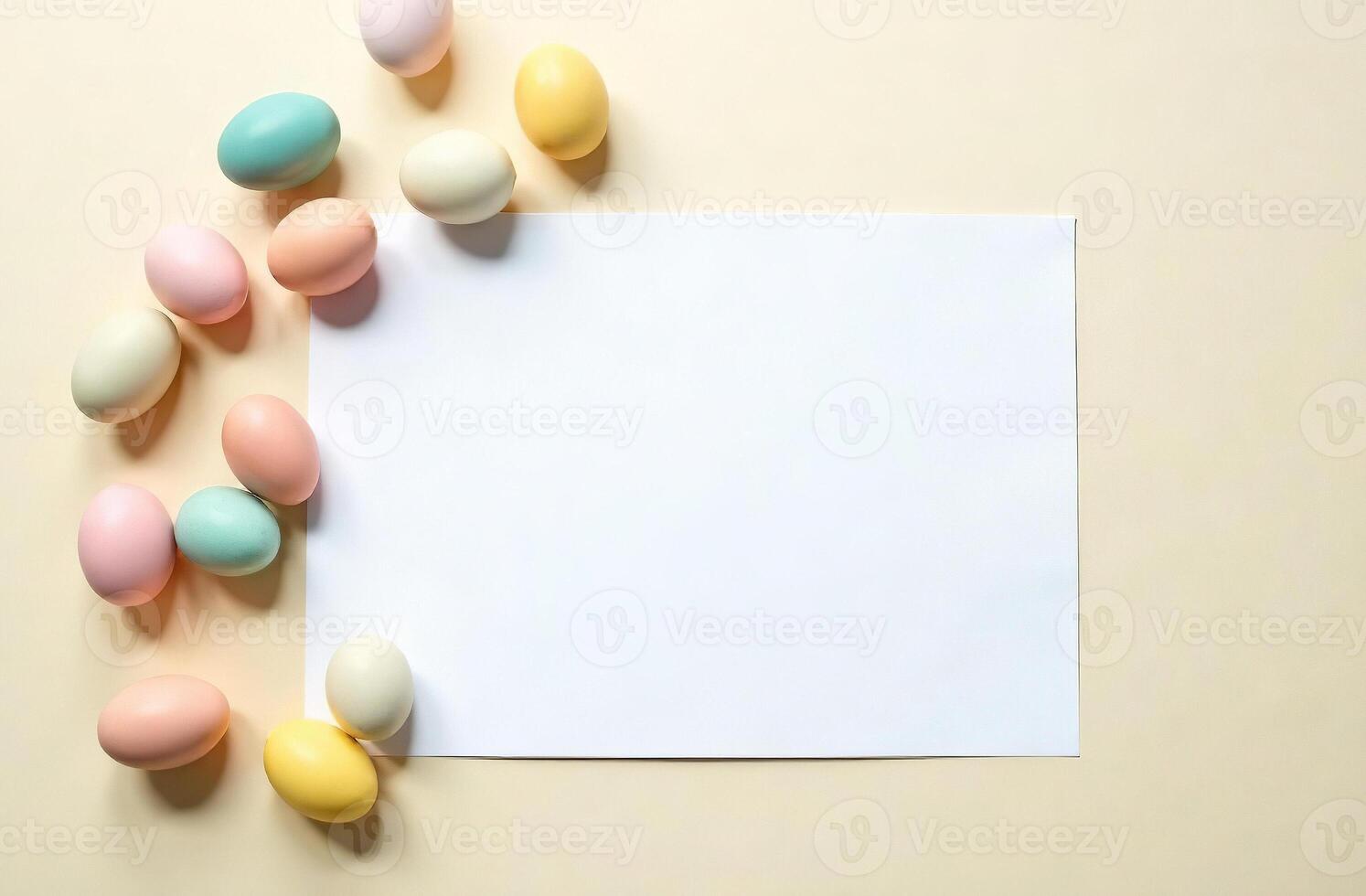 Background with copy space for text and decorated Easter lovely eggs photo