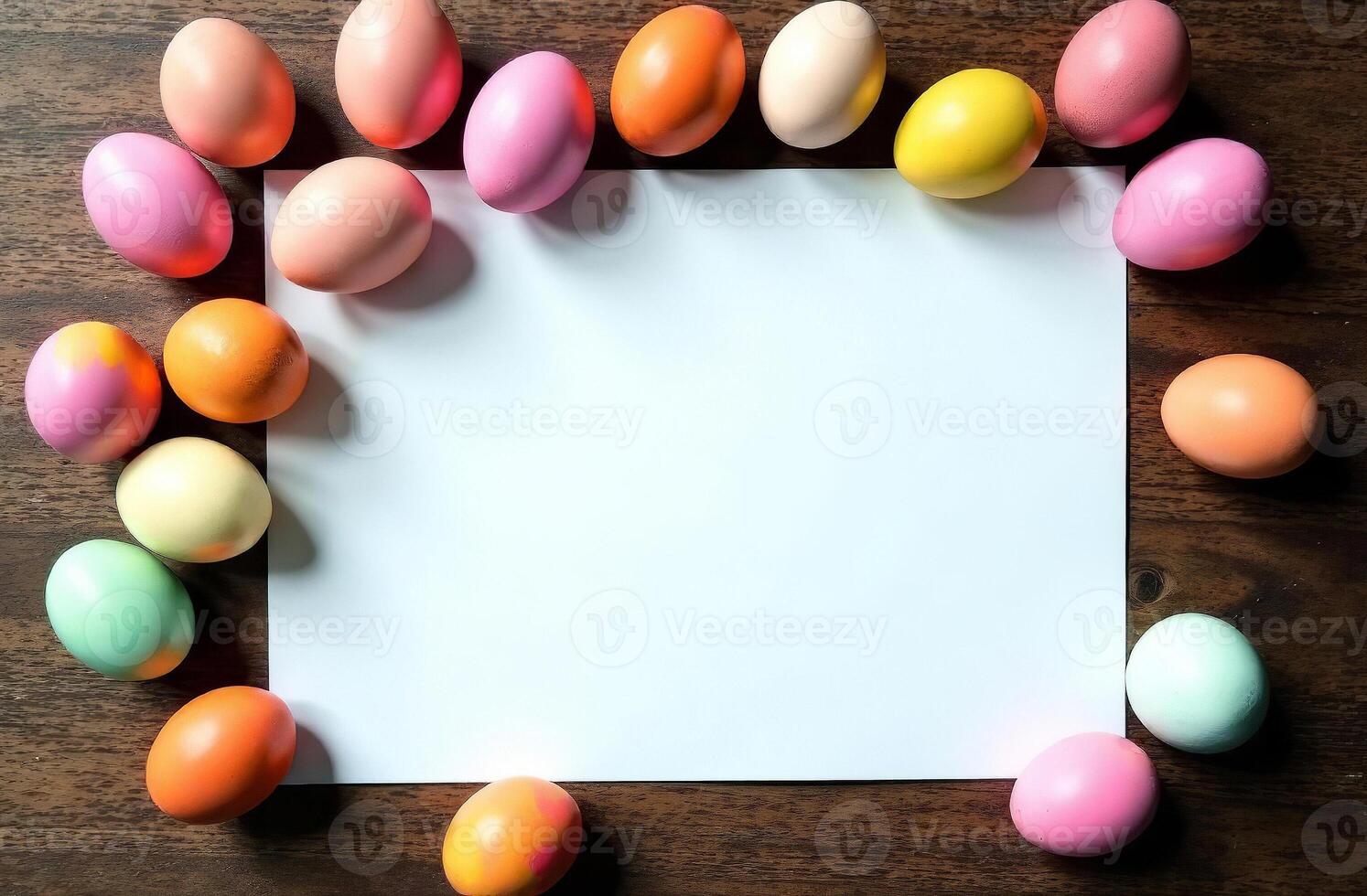 Background with copy lovely space for text and decorated Easter eggs photo