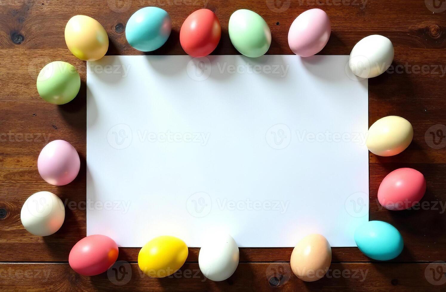 Background lovely with copy space for text and decorated Easter eggs photo