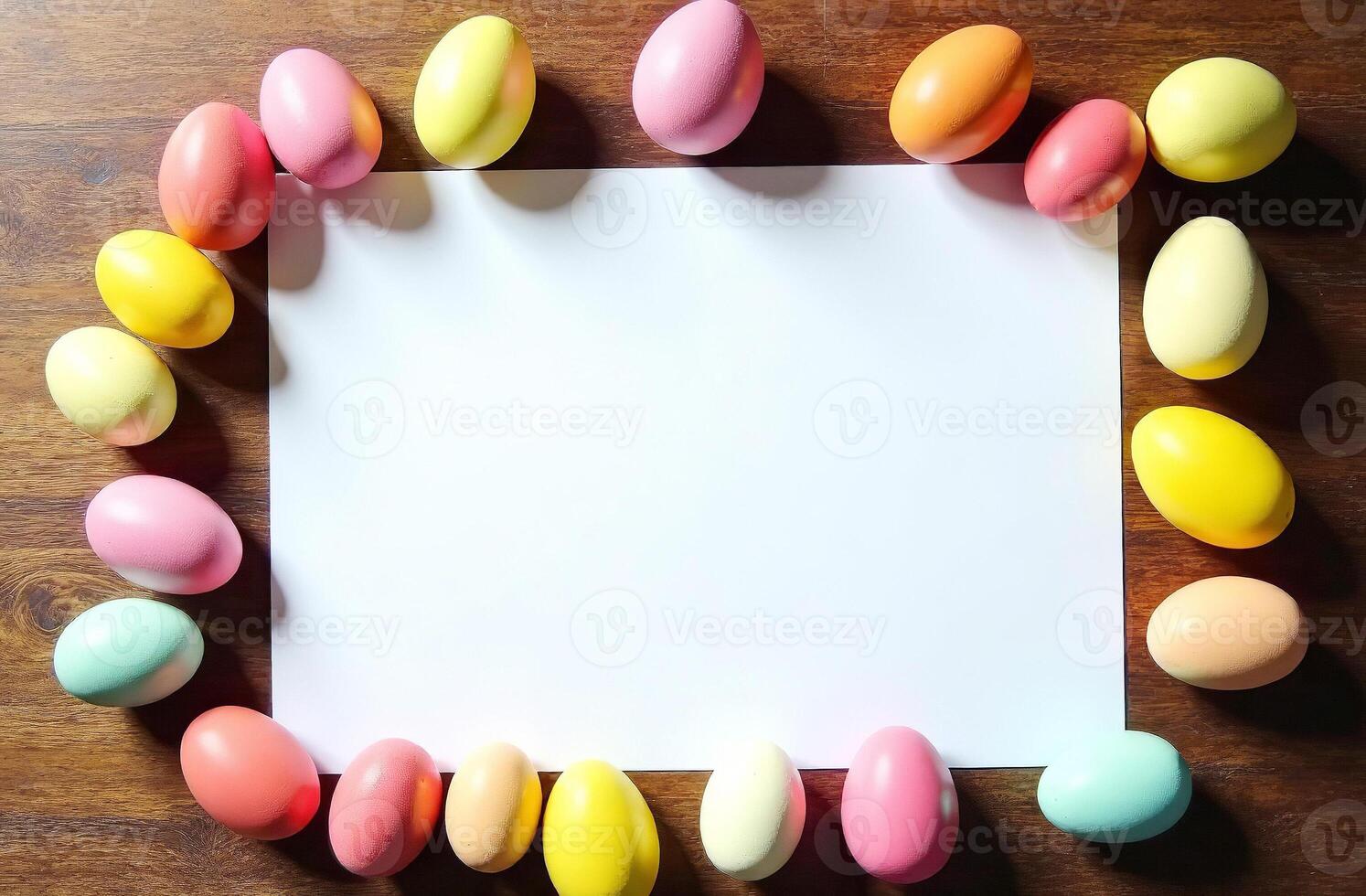 Background with copy space for text and decorated Easter eggs sweet photo