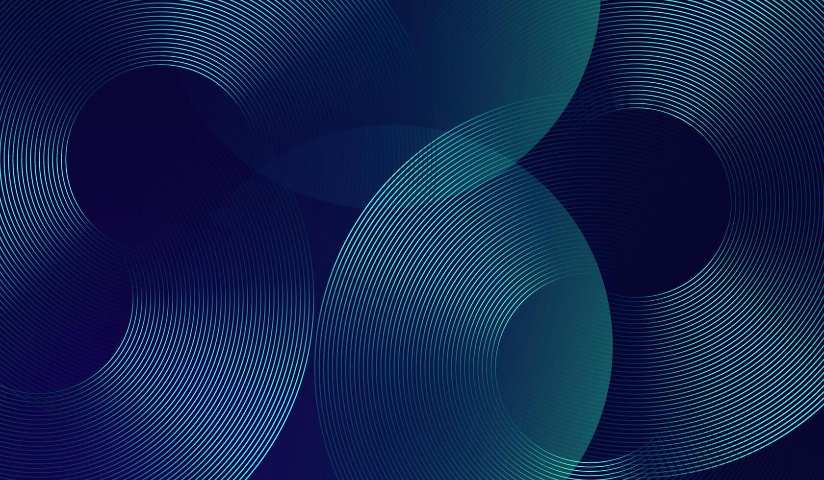Abstract background with Dark blue background with hexagon geometric circles pattern, a featuring circular wave patterns that radiate in a cybernetic style. vector