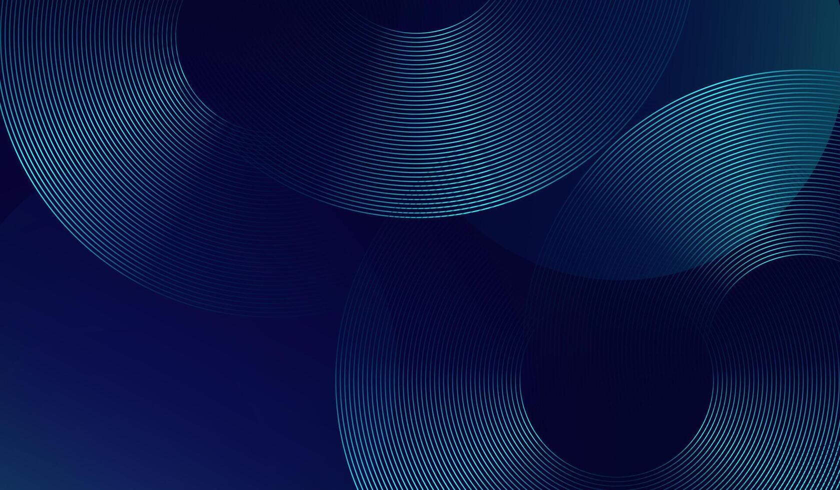Abstract background with Dark blue background with hexagon geometric circles pattern, and a A futuristic overlapping curved shapes . The deep blue colors. vector
