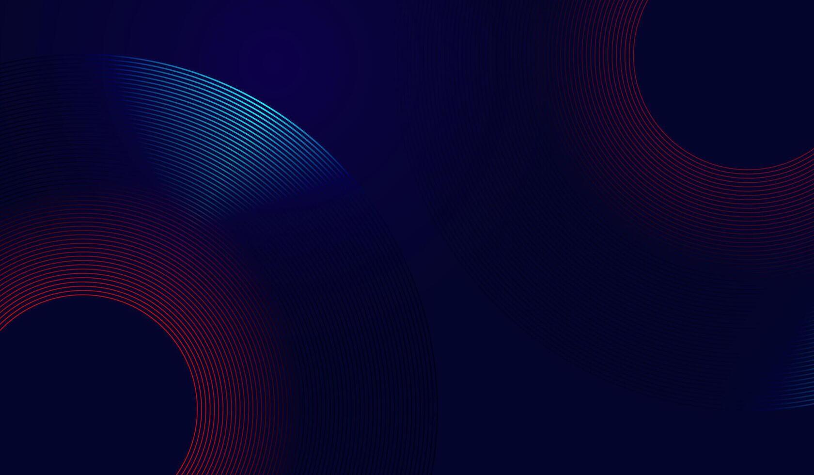An abstract technology-themed design with smooth radiating curves forming a partial circular wave. The combination of dark tones and neon-like red and blue highlights. abstract background vector